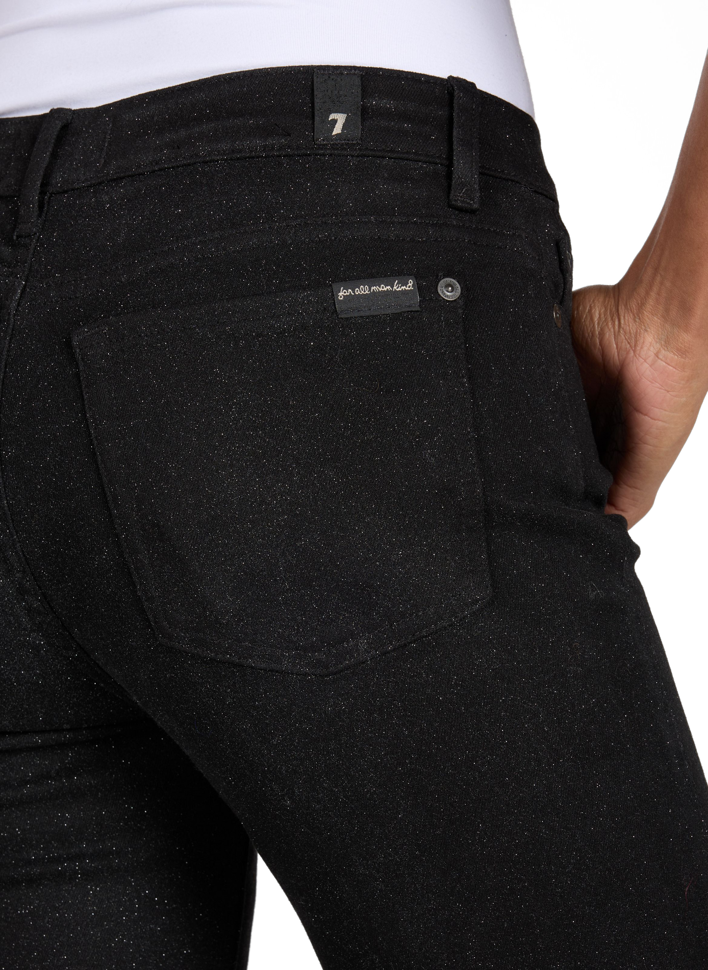 Sequined bootcut jeans in blended cotton 7 FOR ALL MANKIND Black