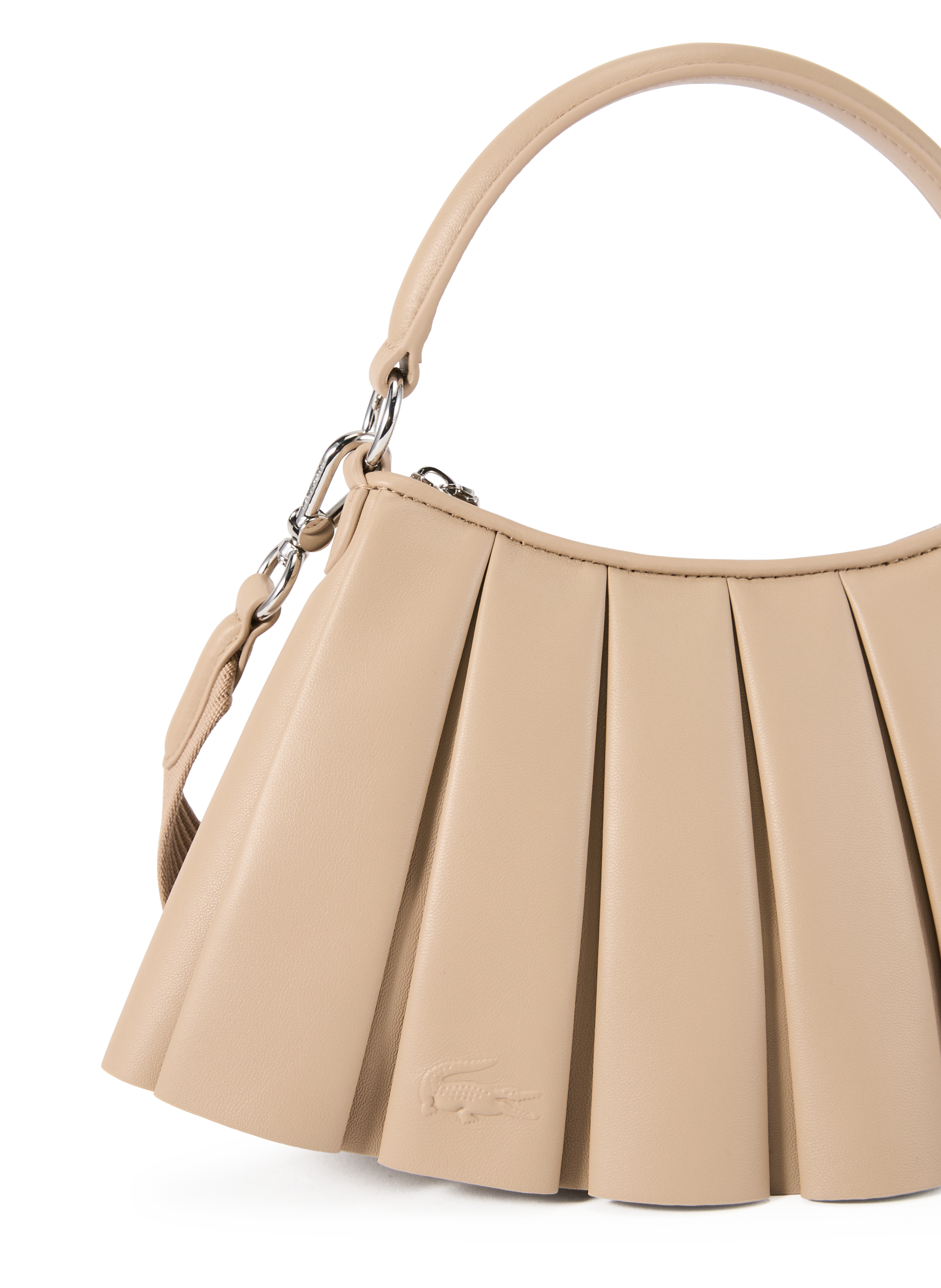 Pleated leather bag LACOSTE Black