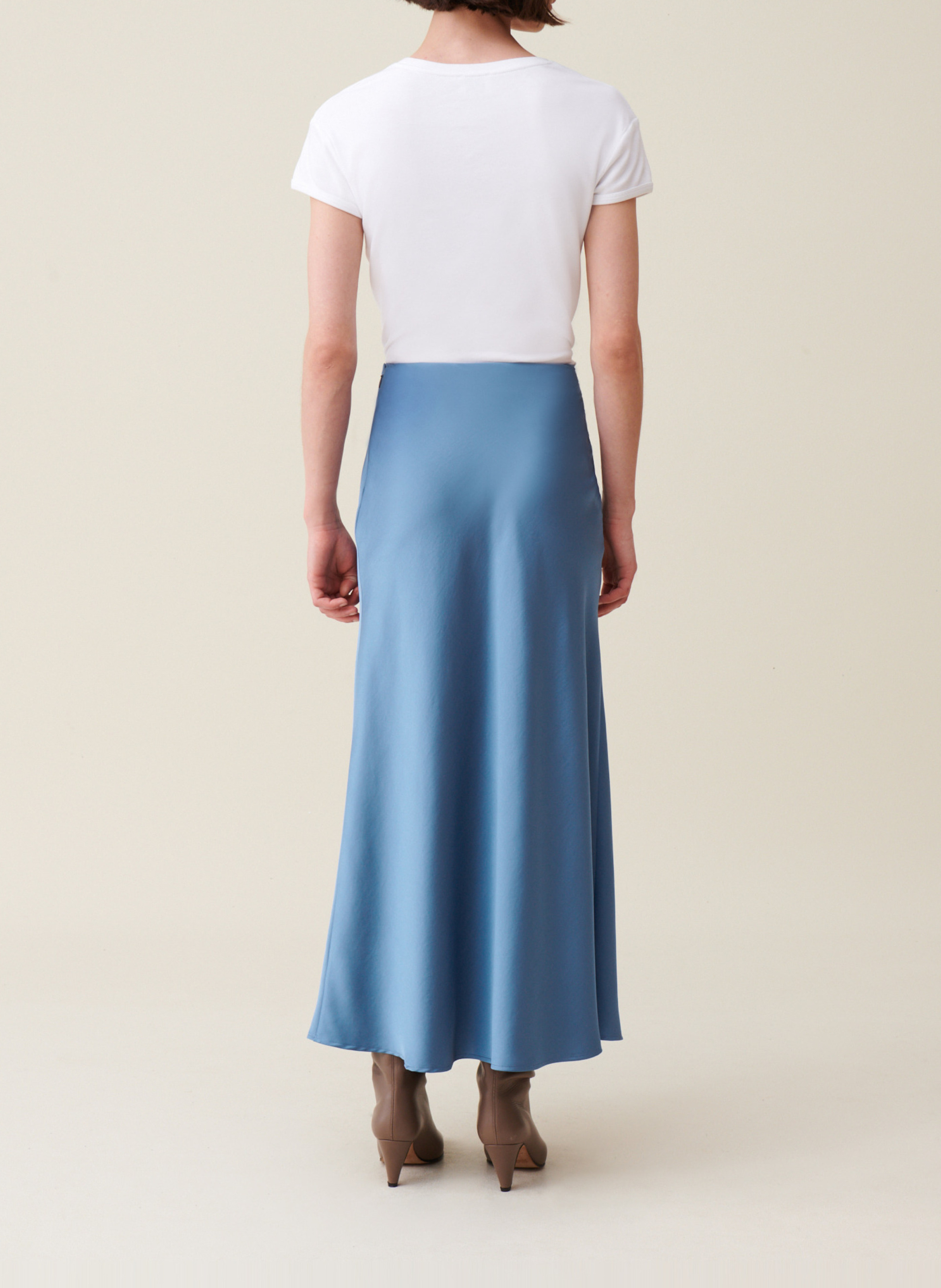 Jupe longue fluide satinée CLAUDIE PIERLOT Bleu