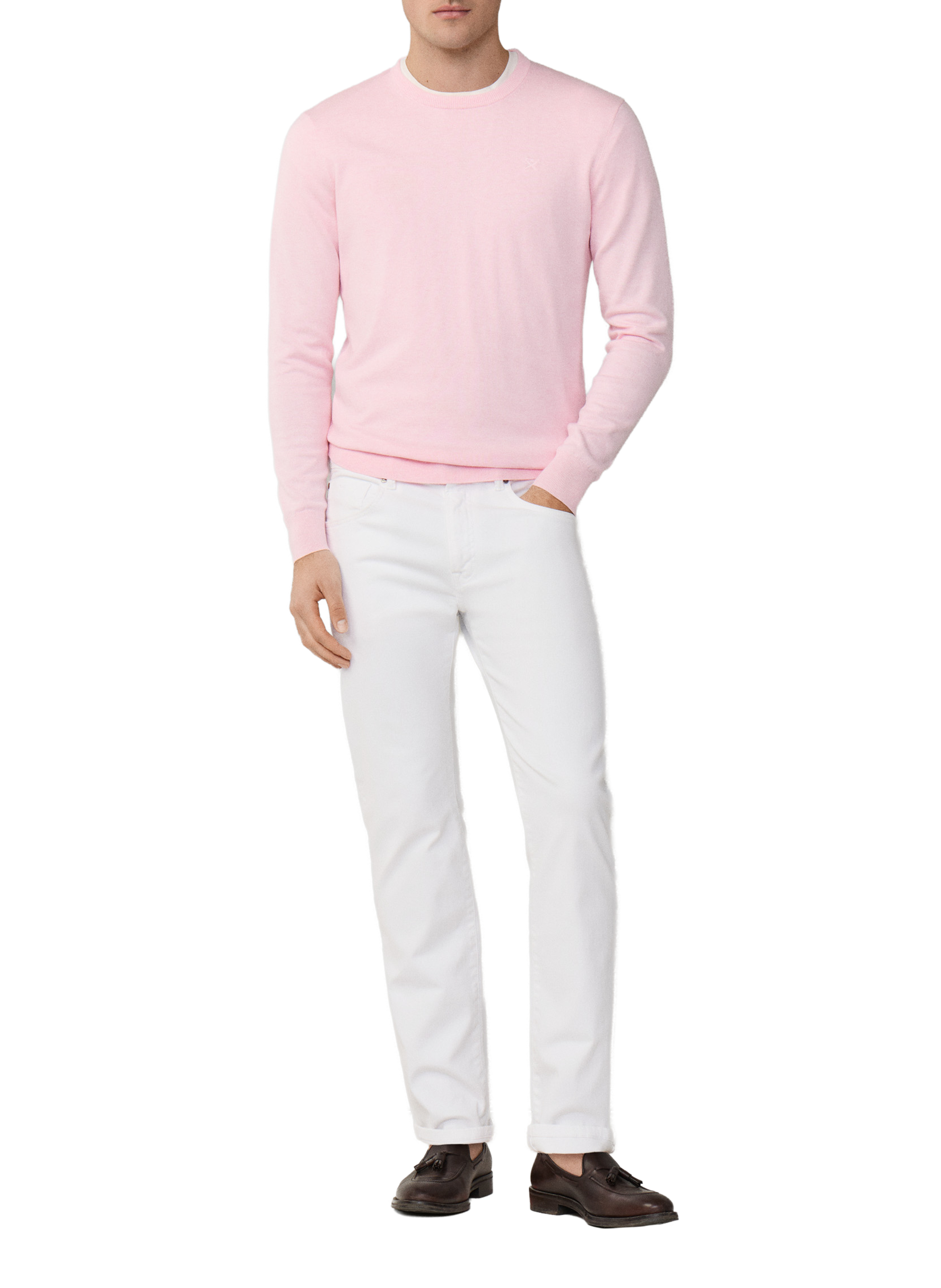 Round neck sweater in cotton and silk HACKETT Pink