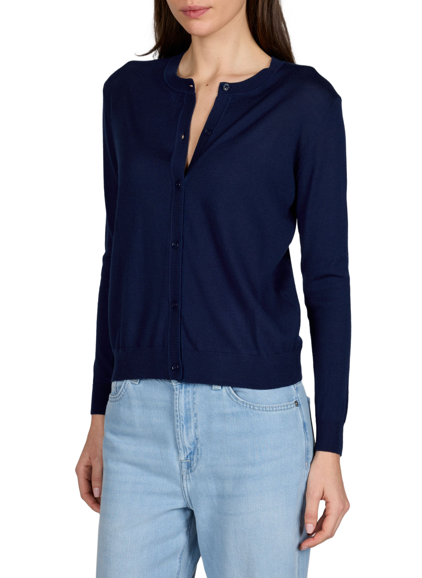 Cardigan droit Acad en laine mérinos AU PRINTEMPS PARIS Bleu