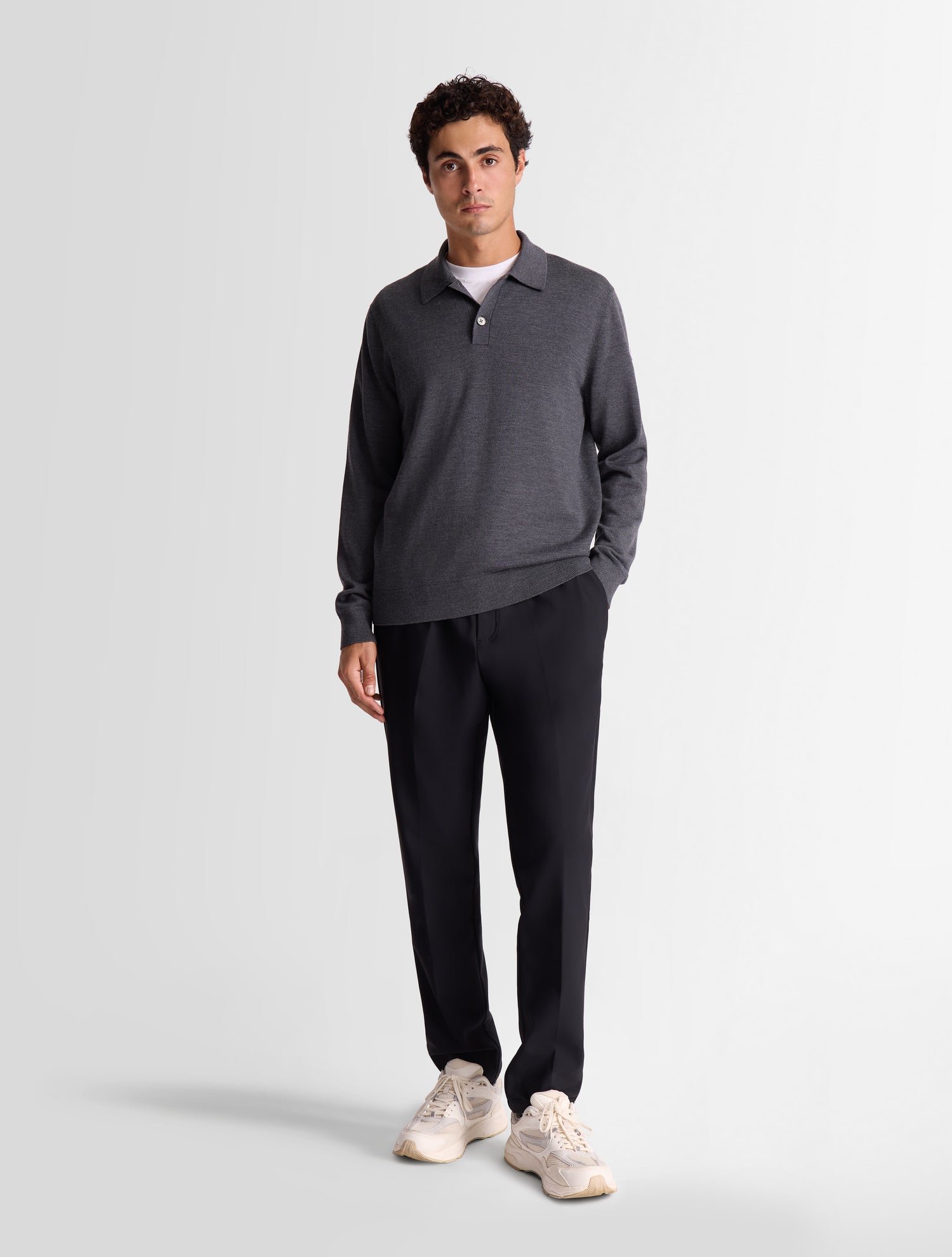 Pull clovon col polo coupe ajustée FUSALP Gris