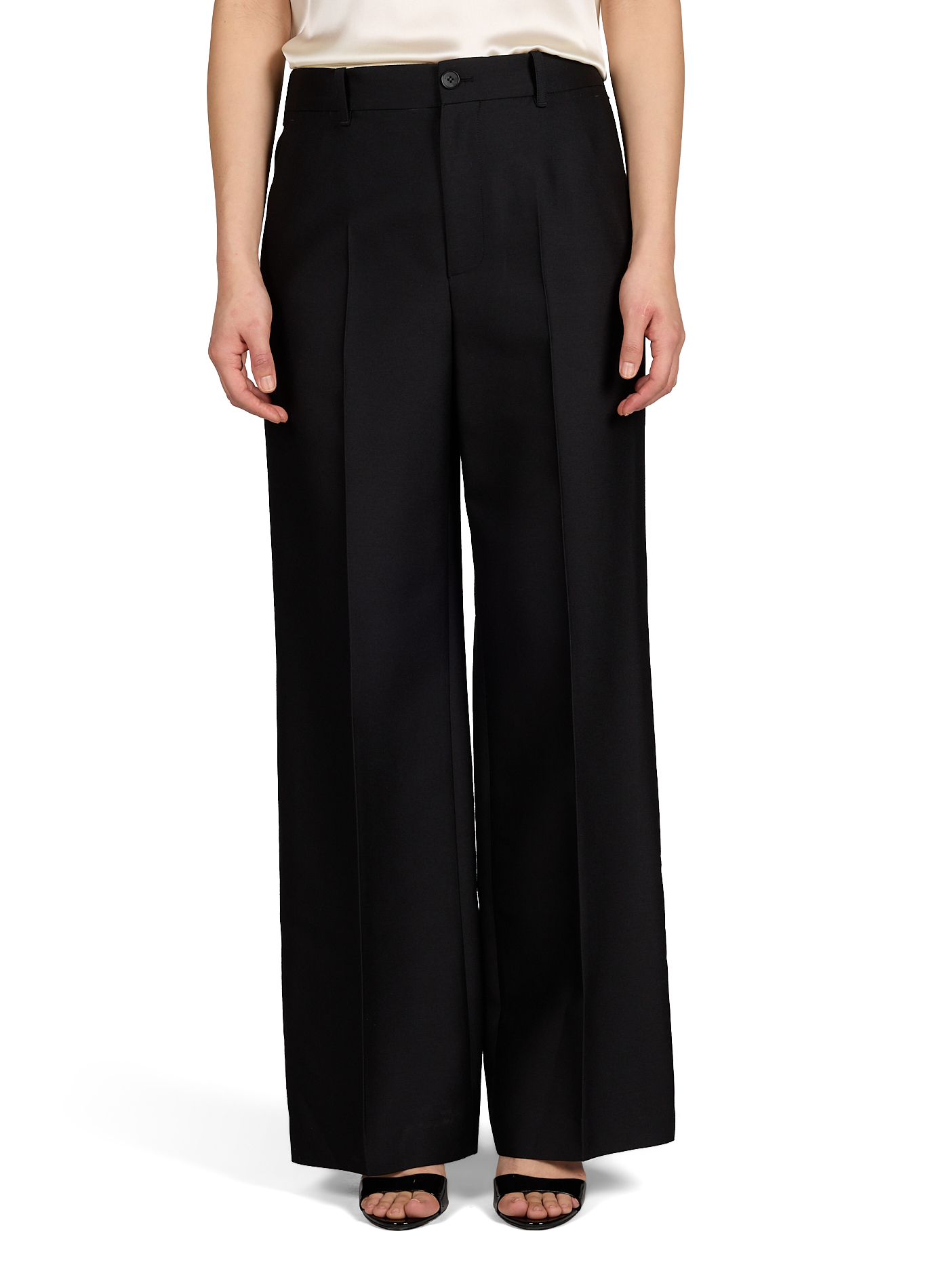 Straight wool and silk pants R2W Black
