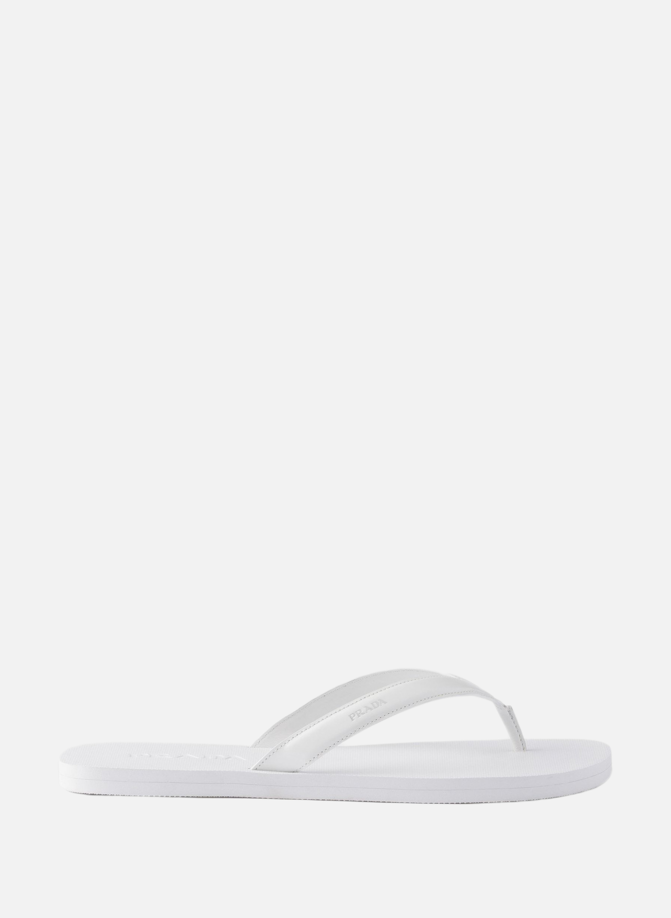 Tongs en cuir brossé PRADA Blanc