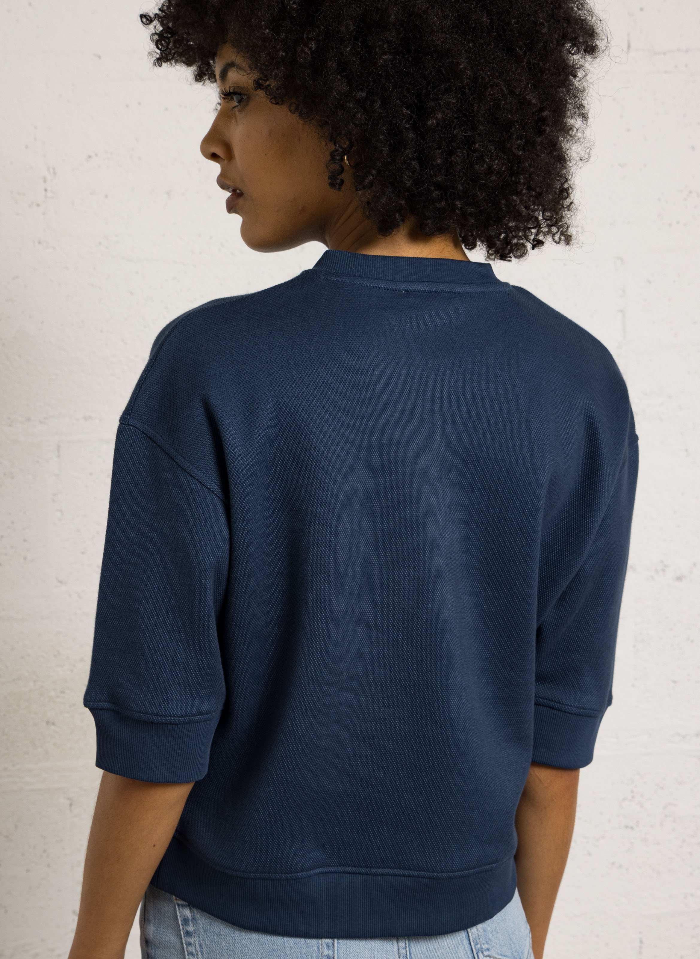Top col rond boutonné uni laurena Violet