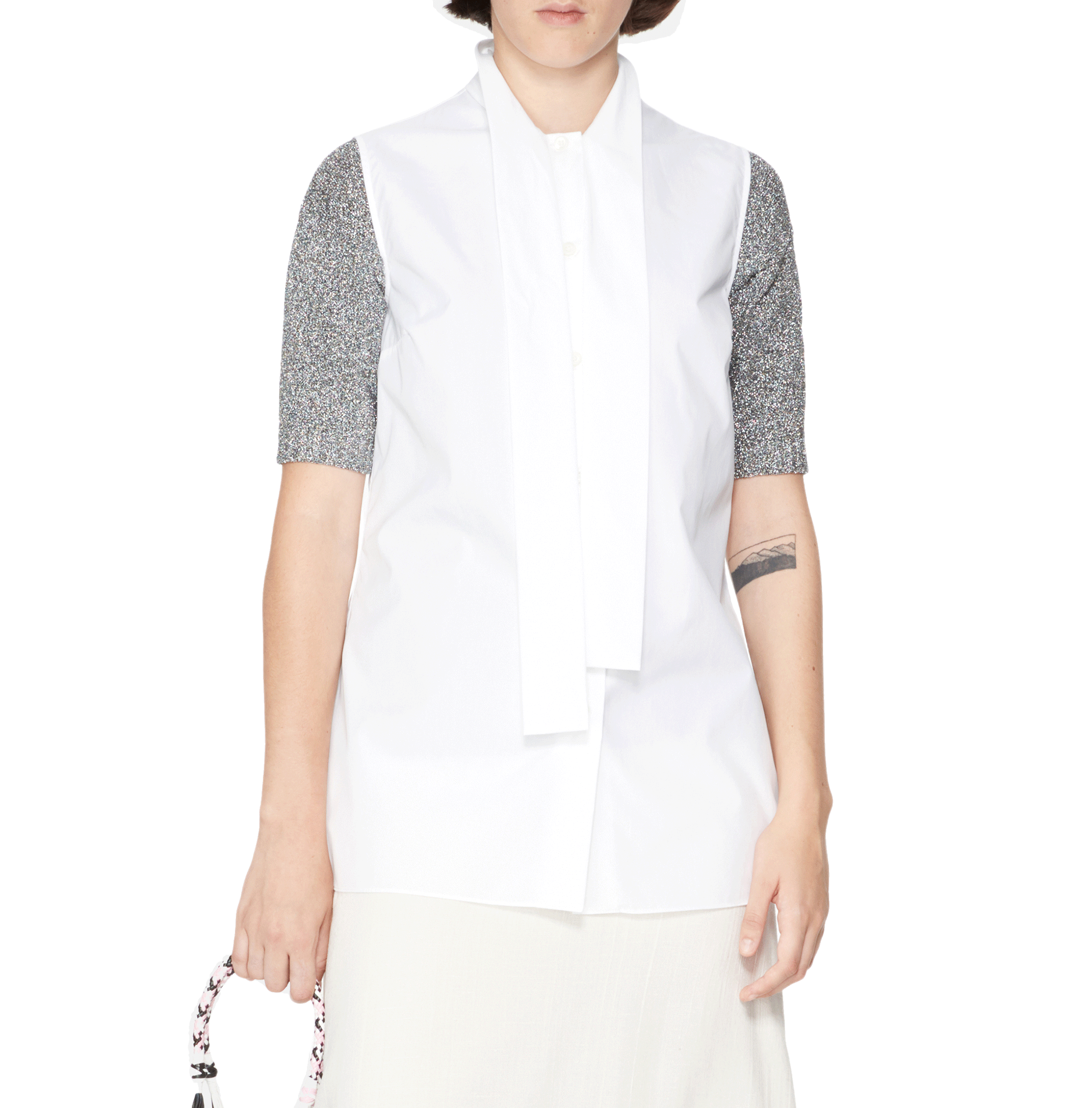 Ärmelloses Baumwolltop PRADA Weiss