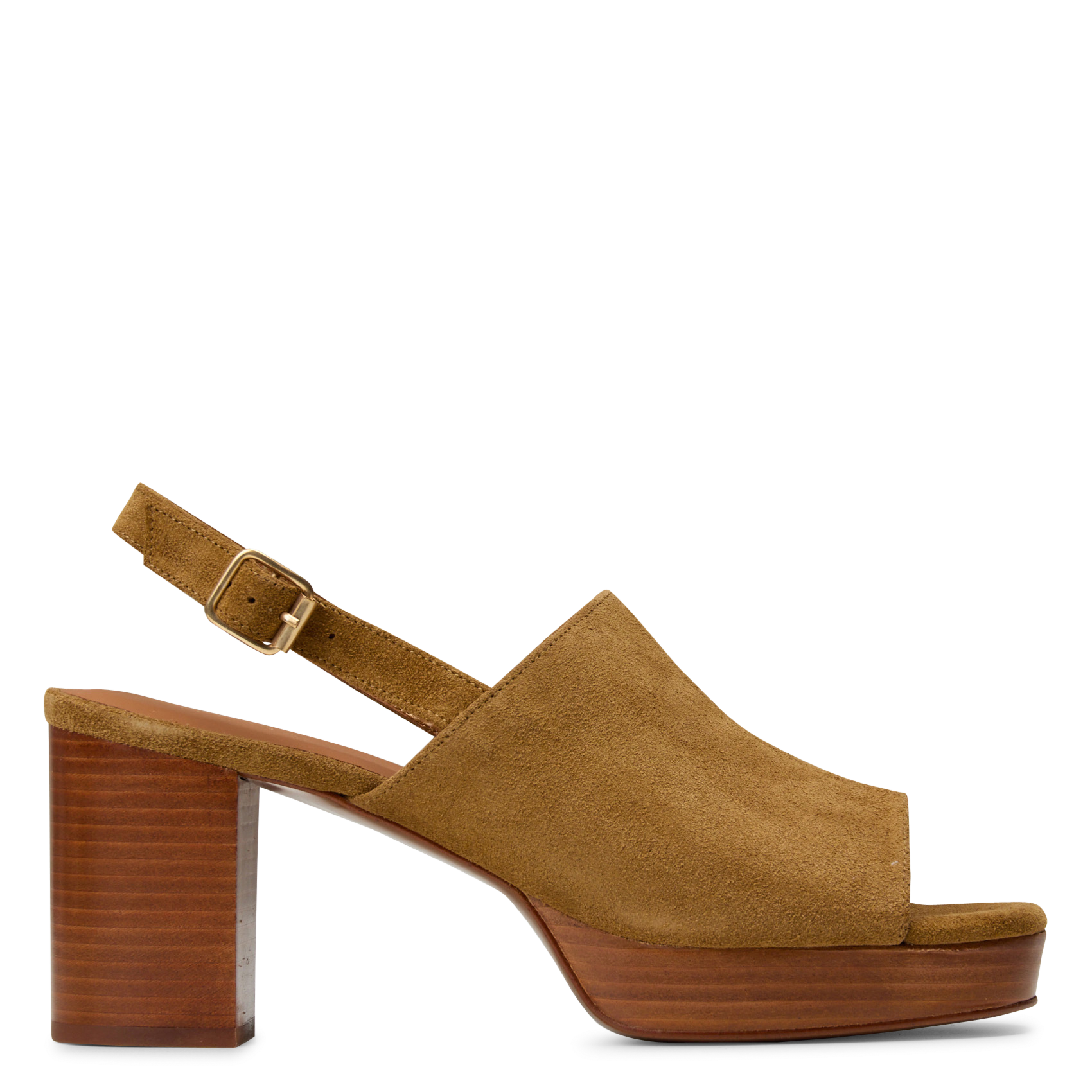 Sandales à talons en cuir velours n°446 RIVECOUR Marron