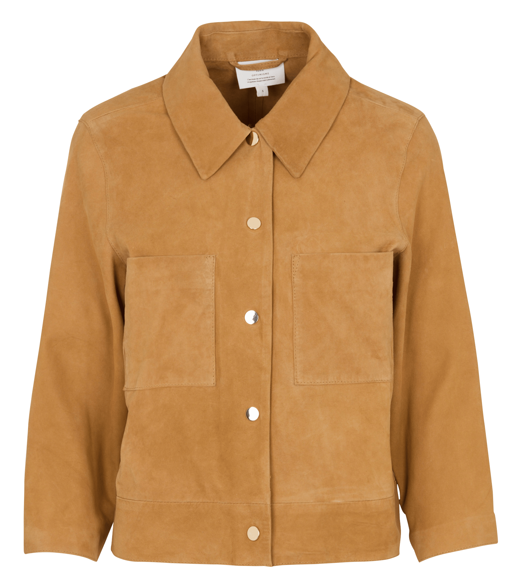 Surchemise droite col classique en cuir velours clara | Doré MAISON 123 Femme