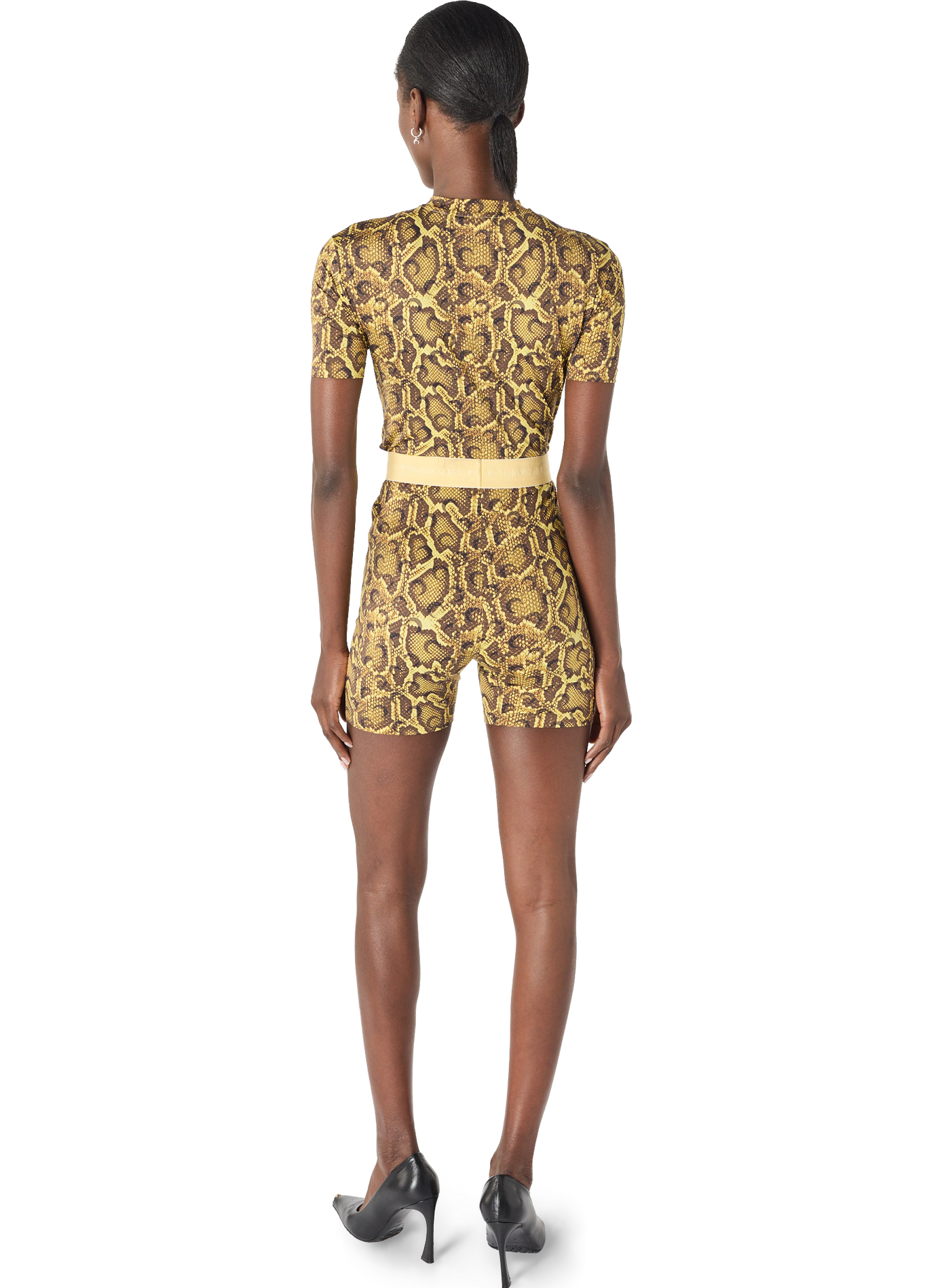 Mini-short en jersey imprimé python MARINE SERRE Geel