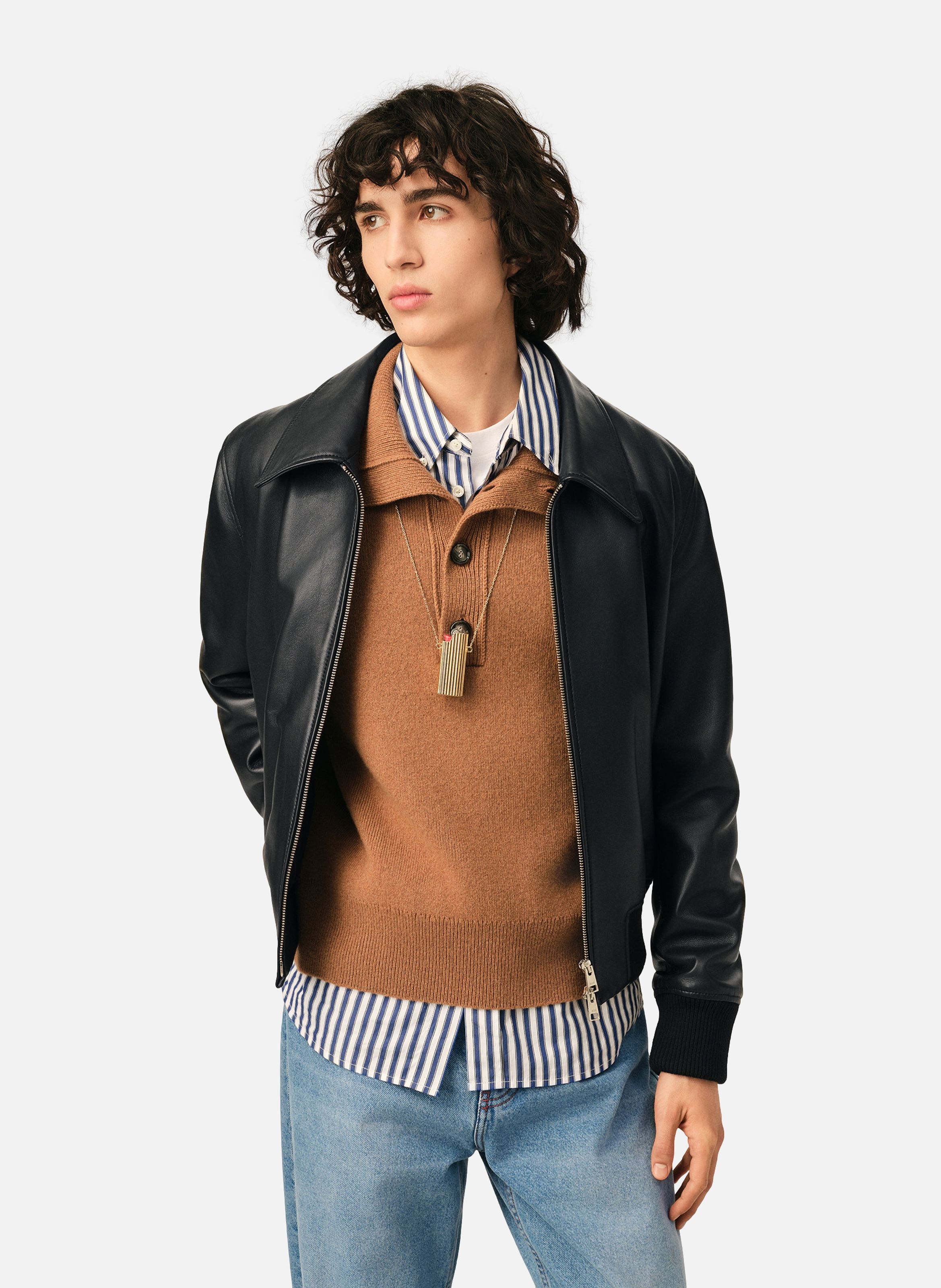 Blouson en cuir d'agneau AMI PARIS Noir