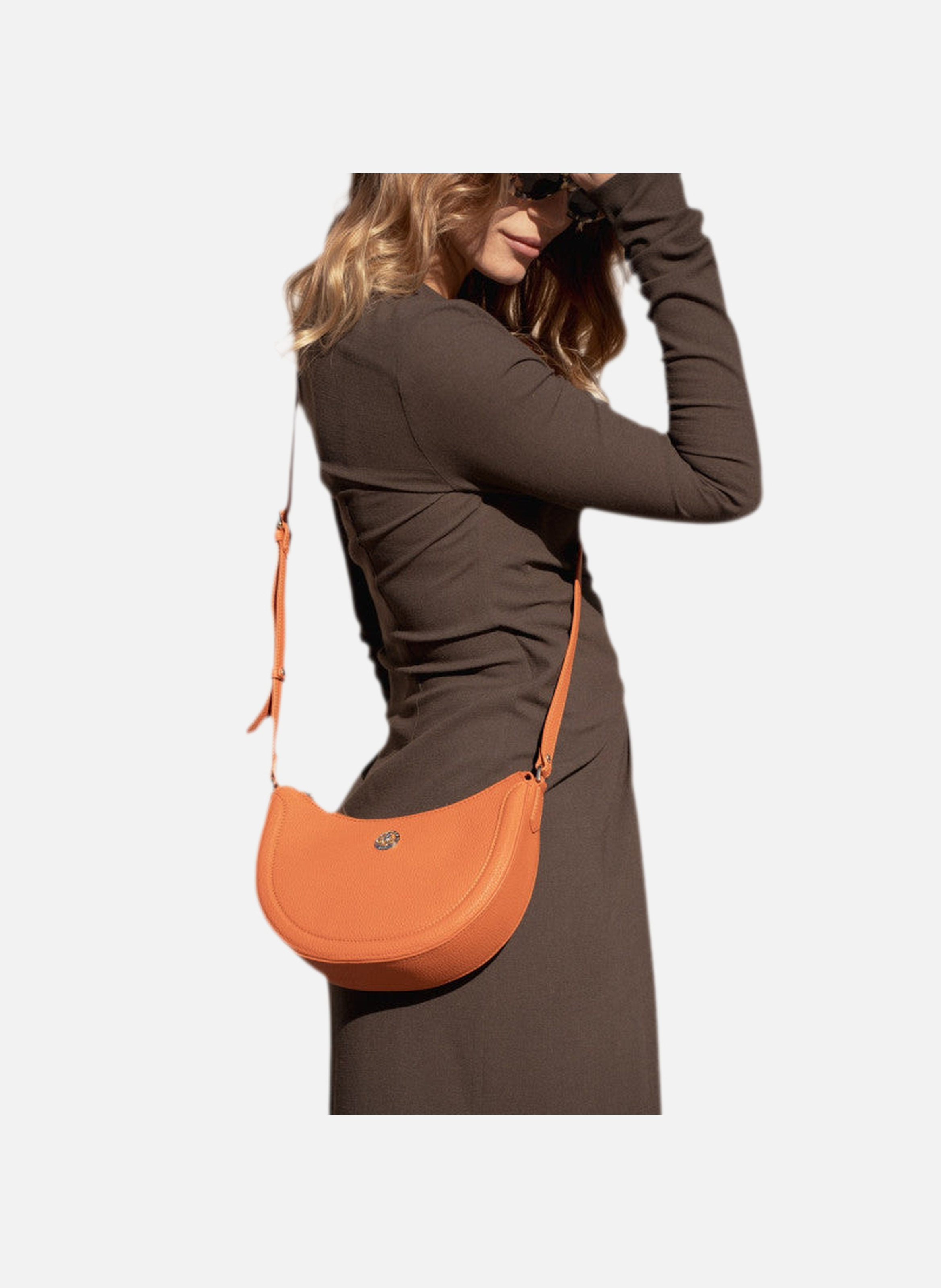 Image | sac porté épaule en cuir de vachette POURCHET Orange