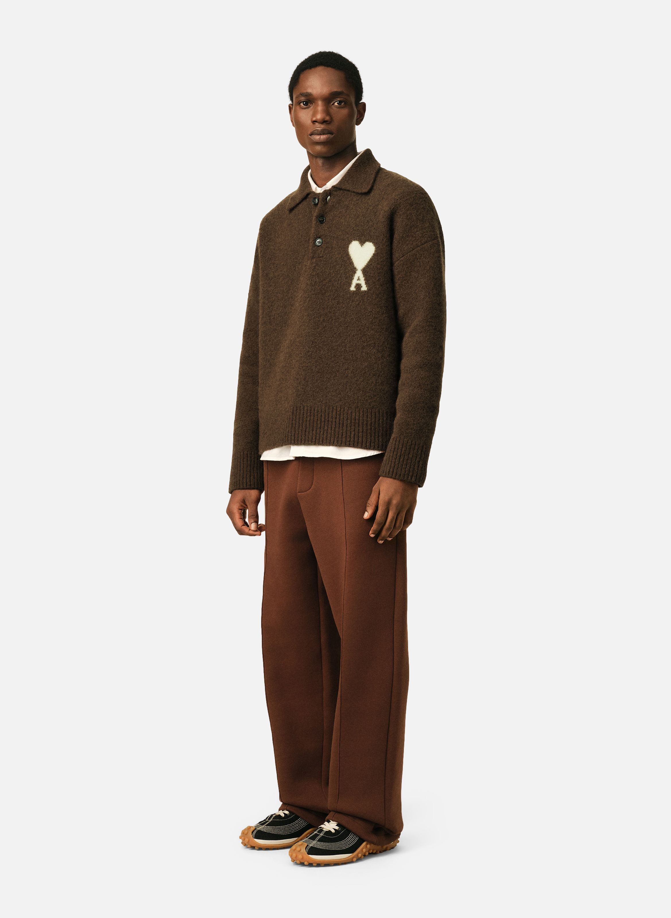 Polo unisexe en alpaga ami de coeur AMI PARIS Marron