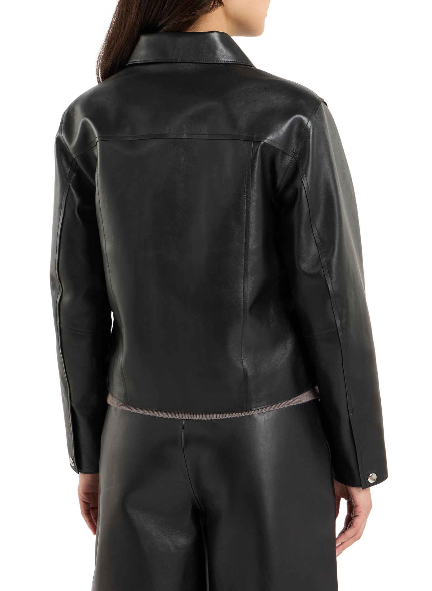 Short straight Bumia leather jacket SAISON 1865 Black