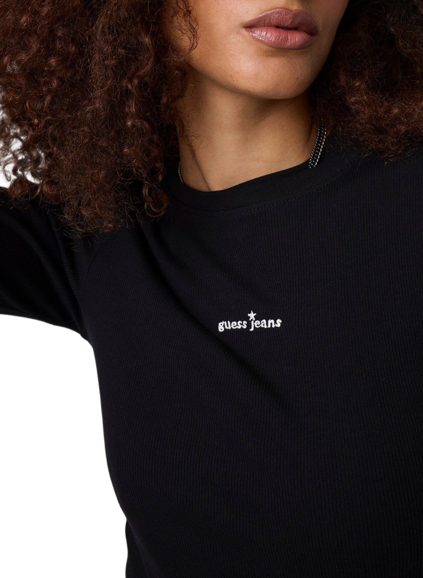 Tee-shirt col rond en coton mélangé GUESS Noir