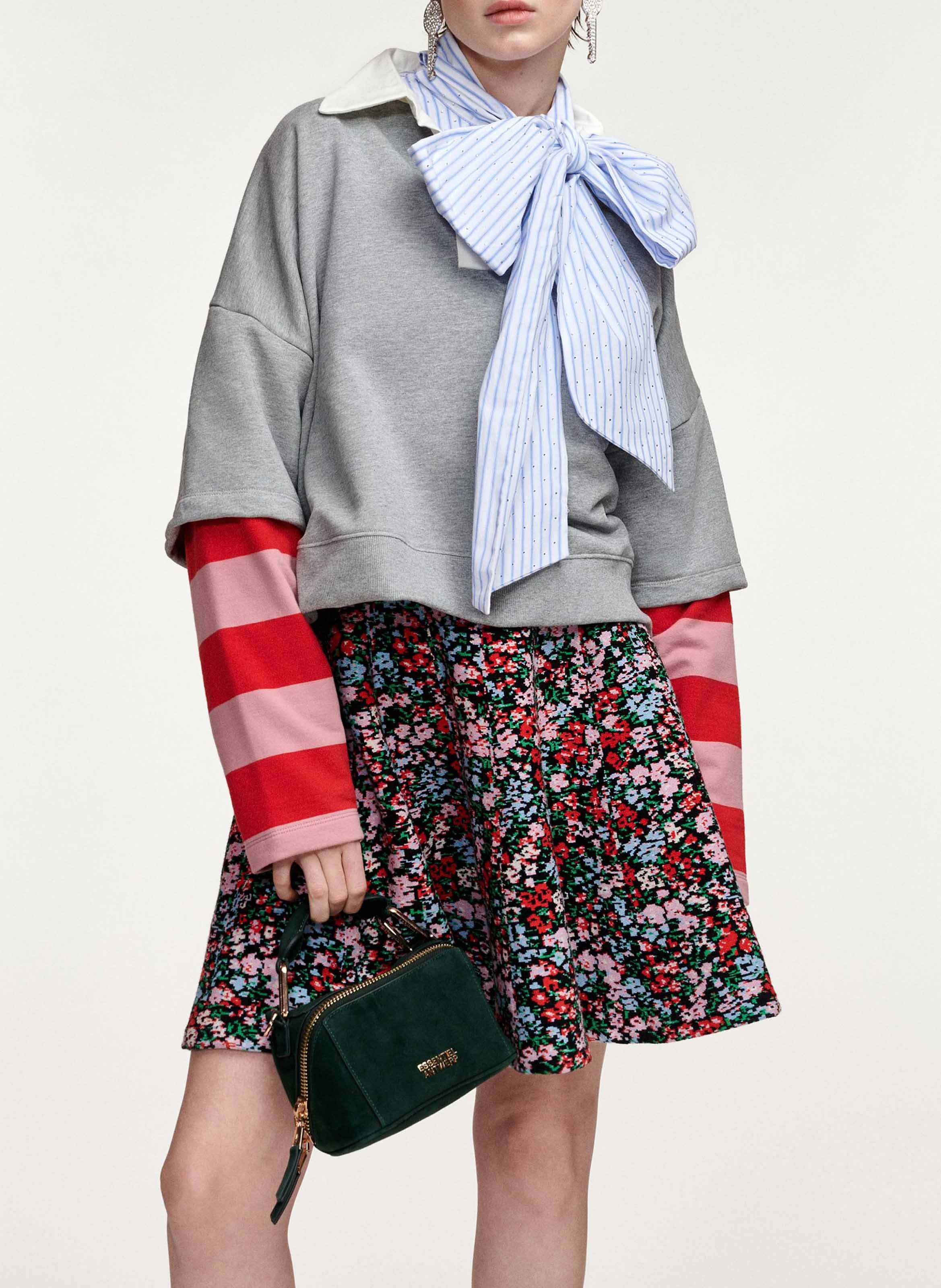 Sweat droit col polo en coton kantelou  Rouge rose gris