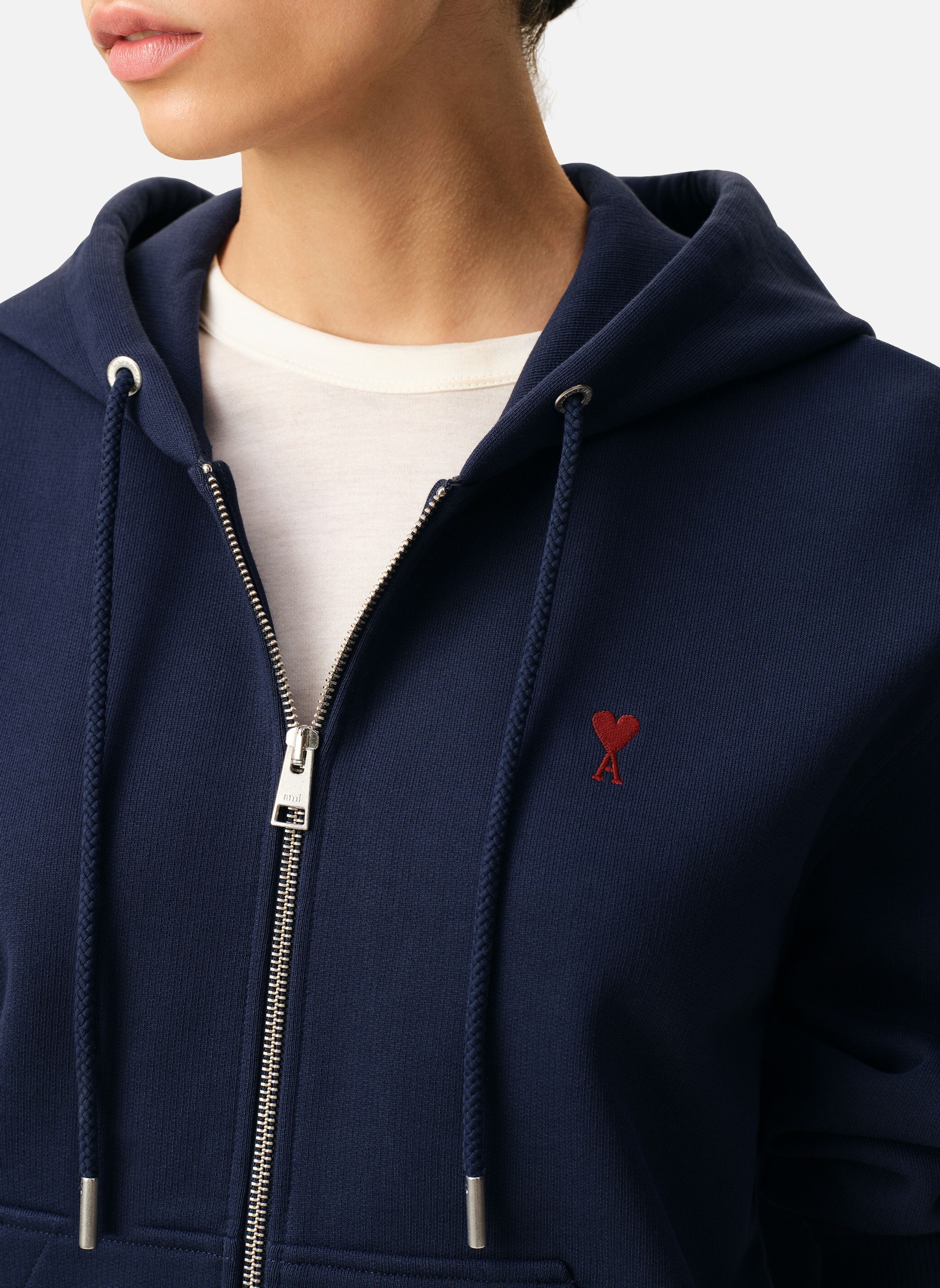 Hoodie zippé ami de coeur rouge unisexe AMI PARIS Bleu