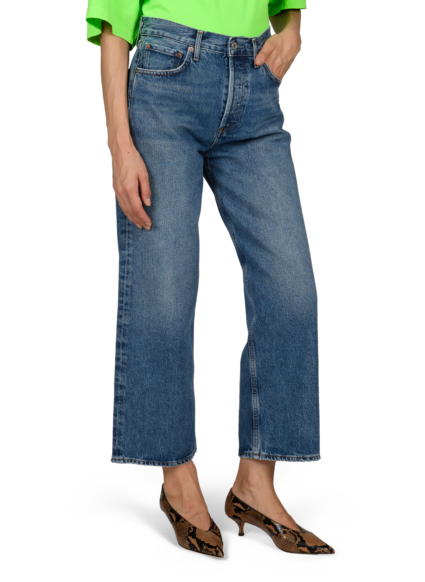 Jeans large Ren en coton AGOLDE Bleu