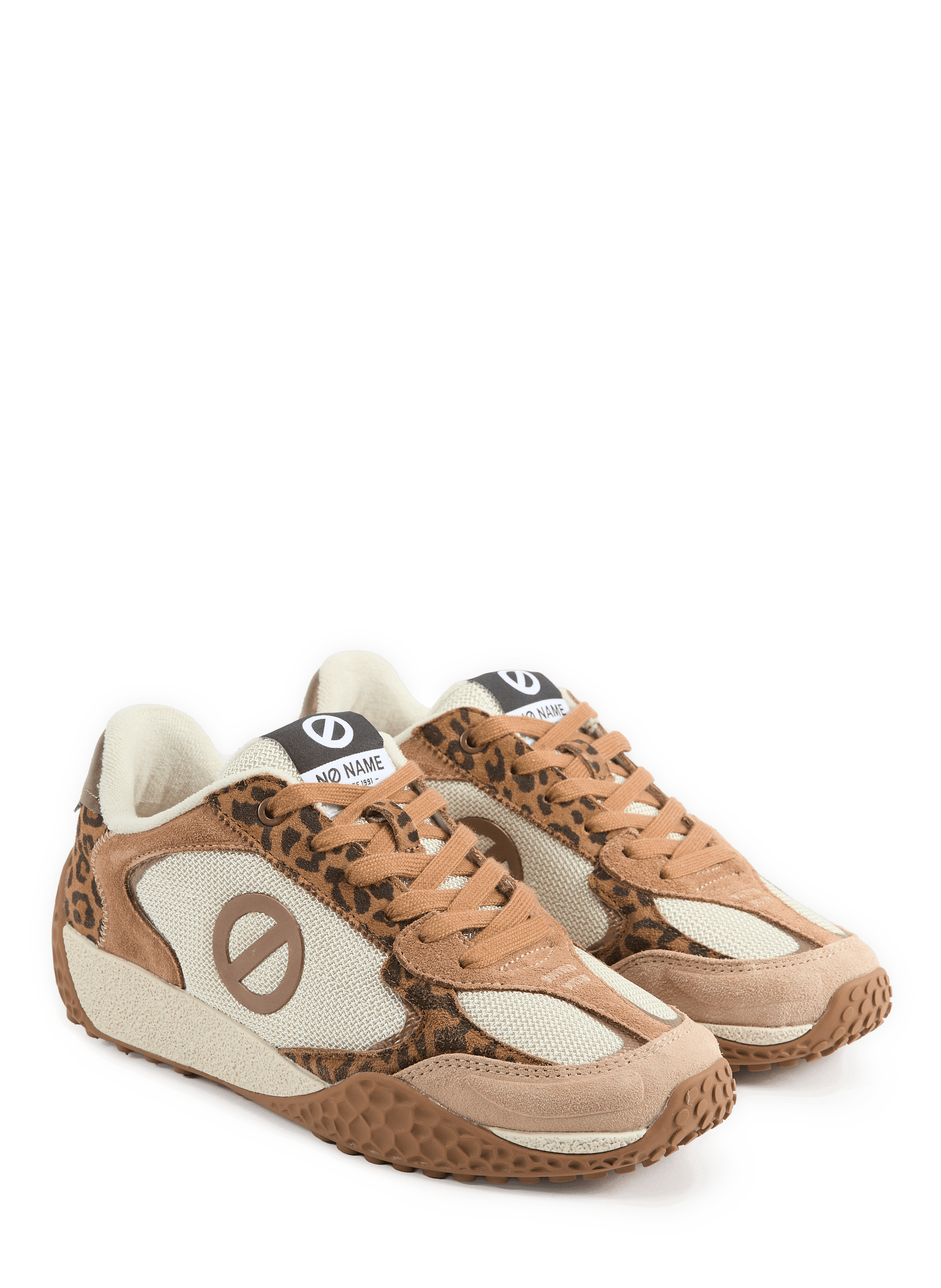Low-top sneakers in mixed leather pattern NO NAME Brown