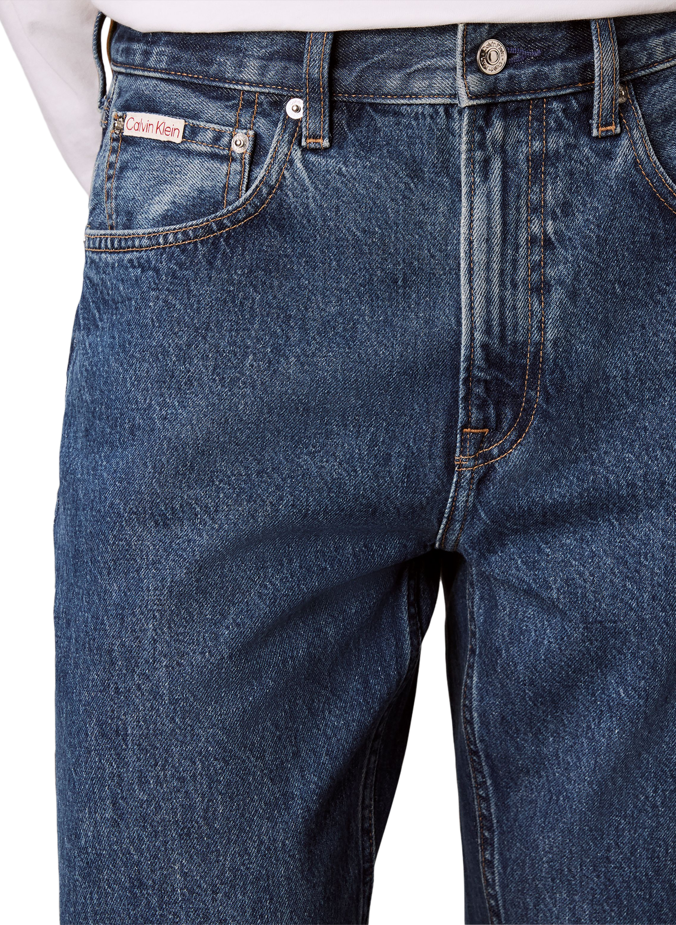 Jean coupe droite en coton CALVIN KLEIN Bleu
