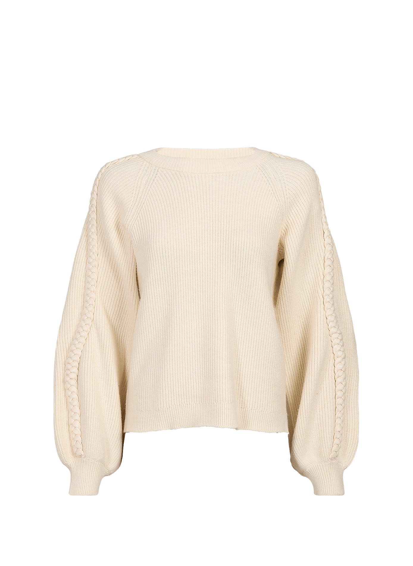 Gestrickter Zopfmuster-Pullover OBJECT Beige