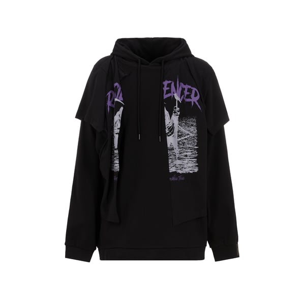 Hoodie effet usé en coton