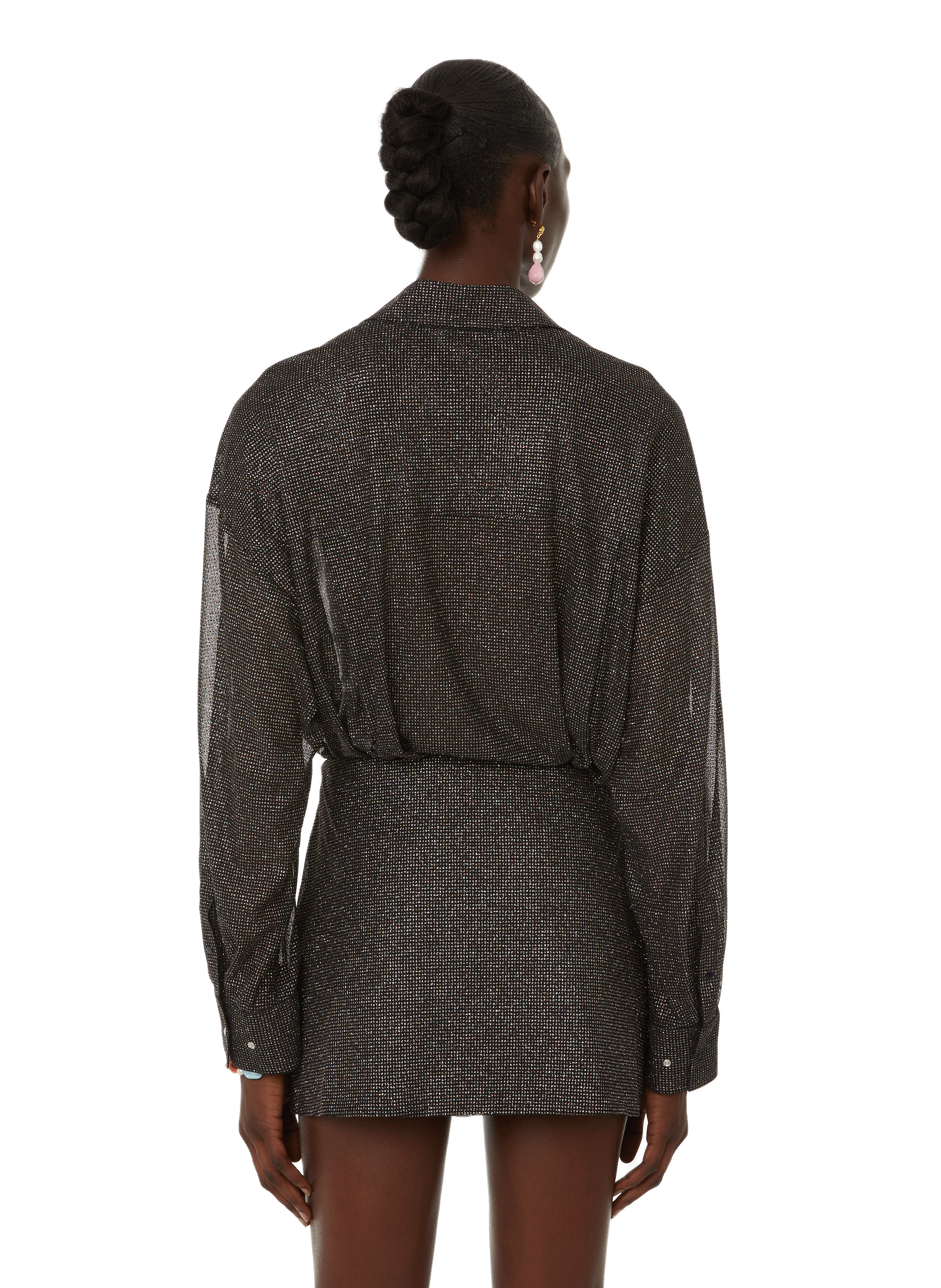 Transparent rhinestone shirt ROSEANNA Black