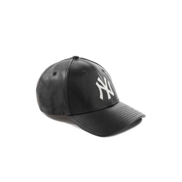 New Era Leather Baseball Cap In Black