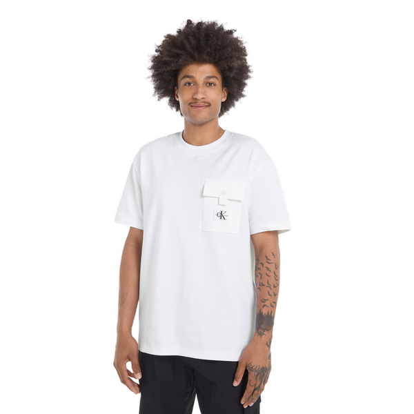 Calvin Klein Patchwork-effect Cotton T-shirt In White