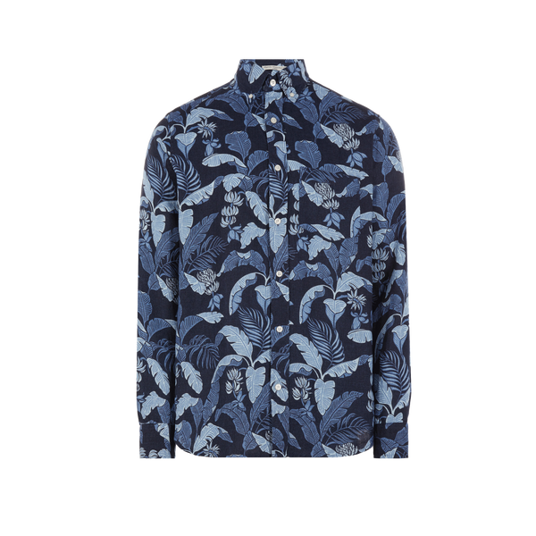 Gant Floral Linen Shirt In Blue