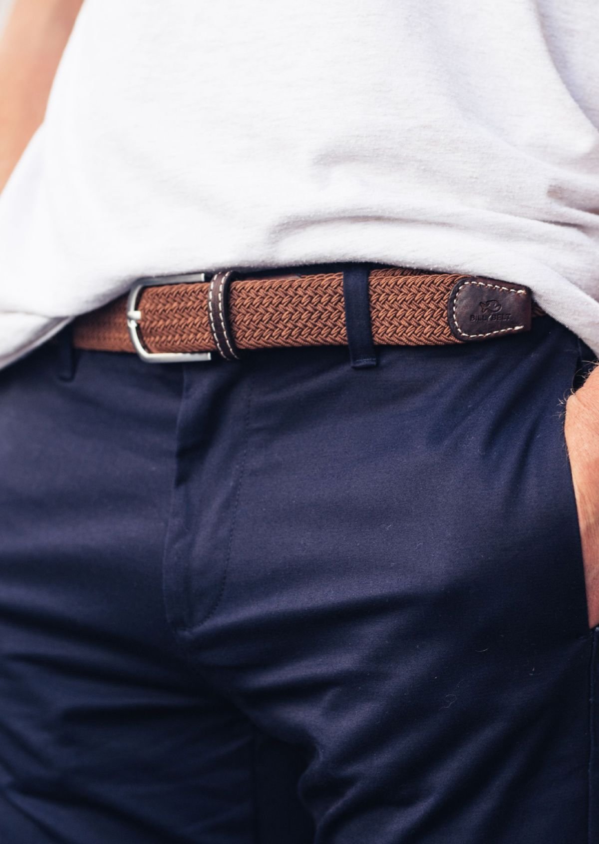 Ceinture tressée élastique unie BILLYBELT Marron