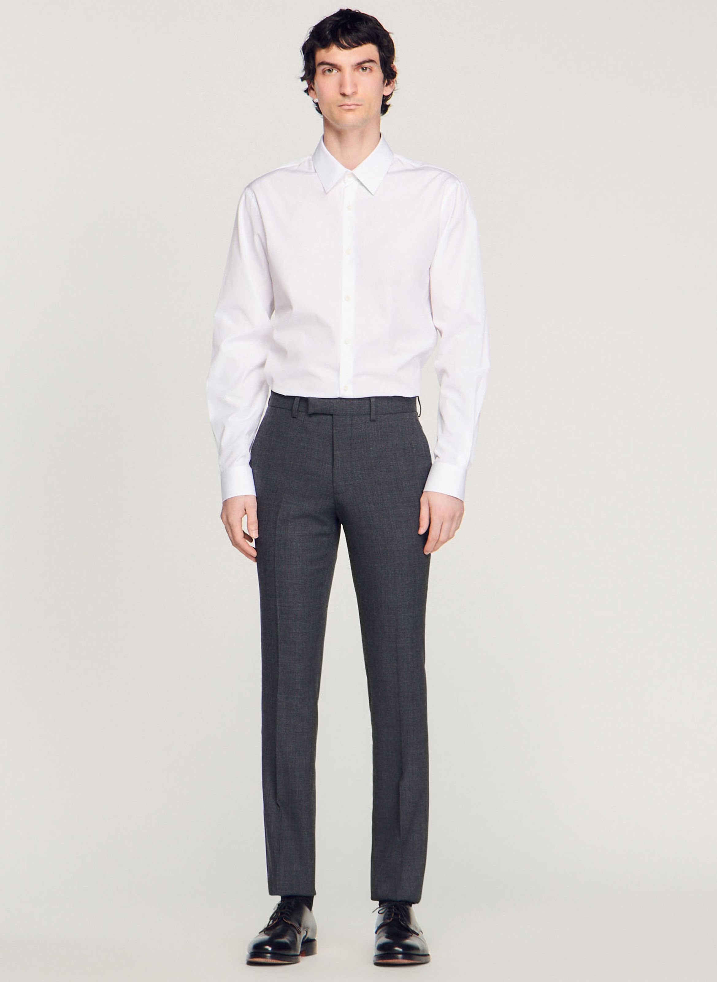 Pantalon de costume en laine SANDRO Gris