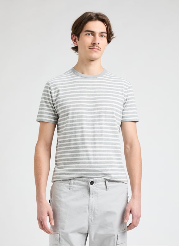 Striped T-shirt Grey by AU PRINTEMPS PARIS AU PRINTEMPS PARIS Striped T-shirt Grey
