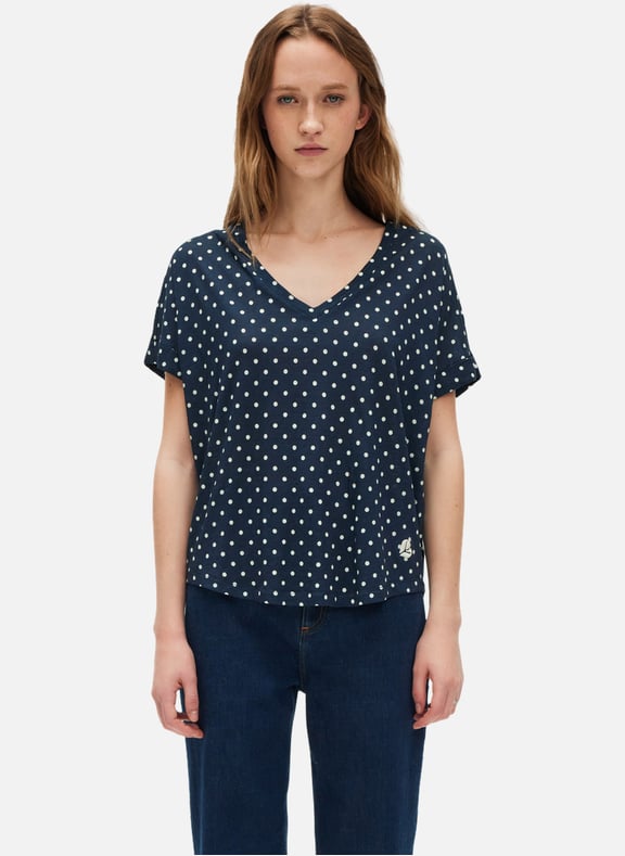 T-shirt v à pois - guenaelle Bleu by PABLO PABLO T-shirt v à pois - guenaelle Bleu