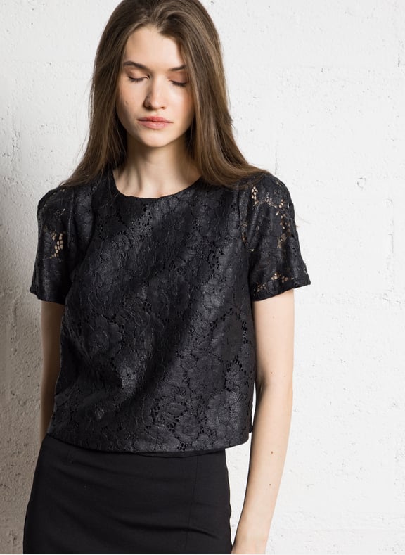 Top droit en dentelle Noir by IKKS IKKS Top droit en dentelle Noir