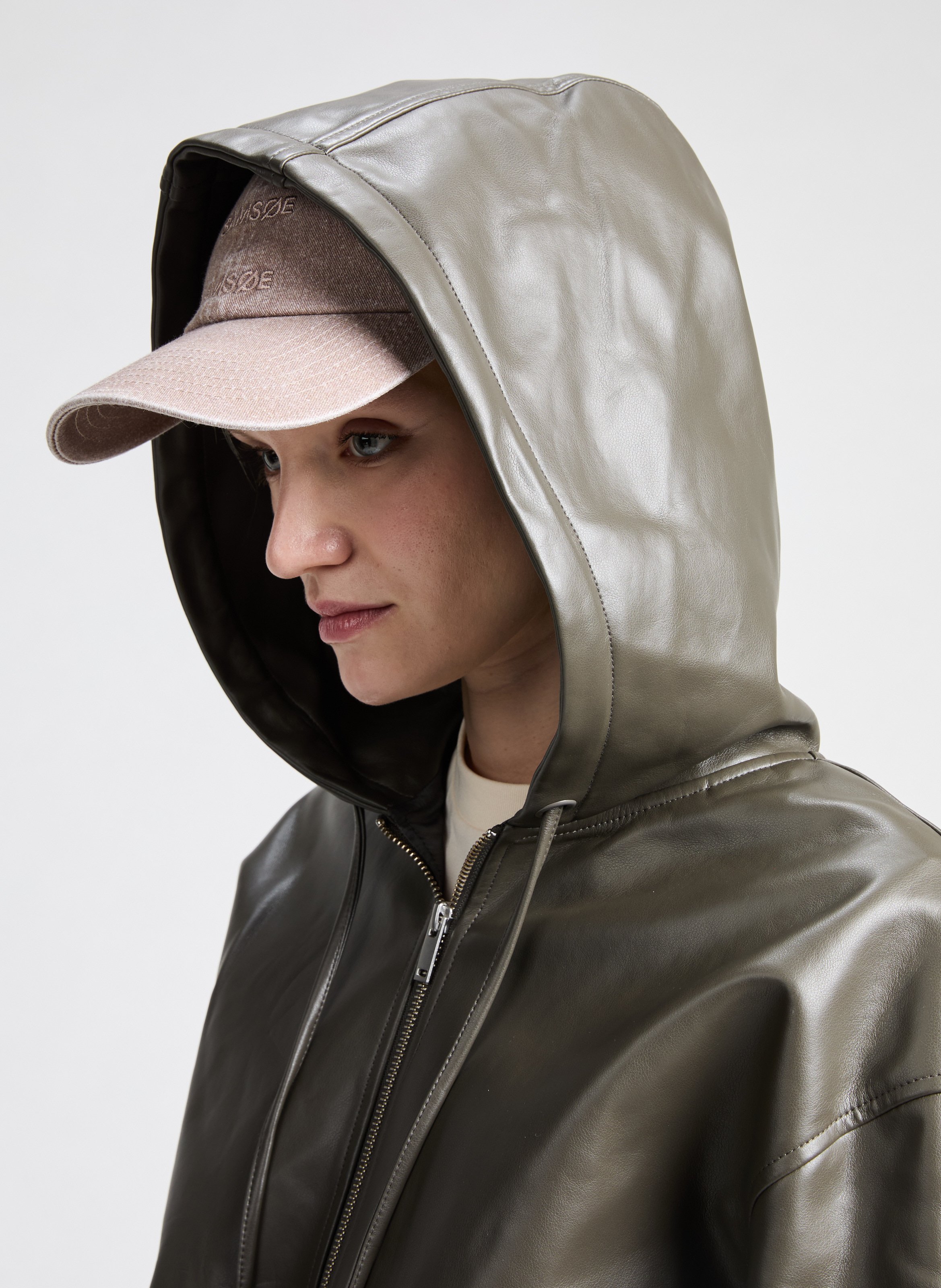 Blouson en cuir mélangé  SAMSOE SAMSOE Marron