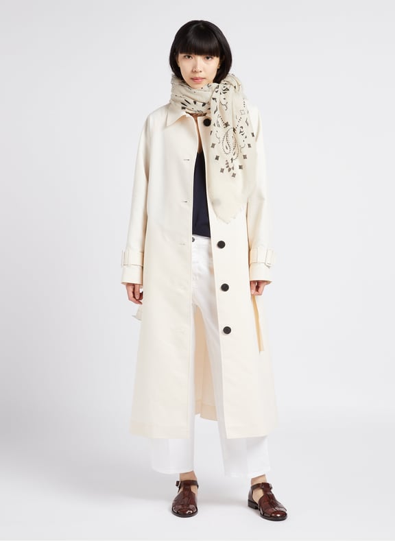 Foulard imprimé en voile de cachemire effy Beige by KUJTEN KUJTEN Foulard imprimé en voile de cachemire effy Beige