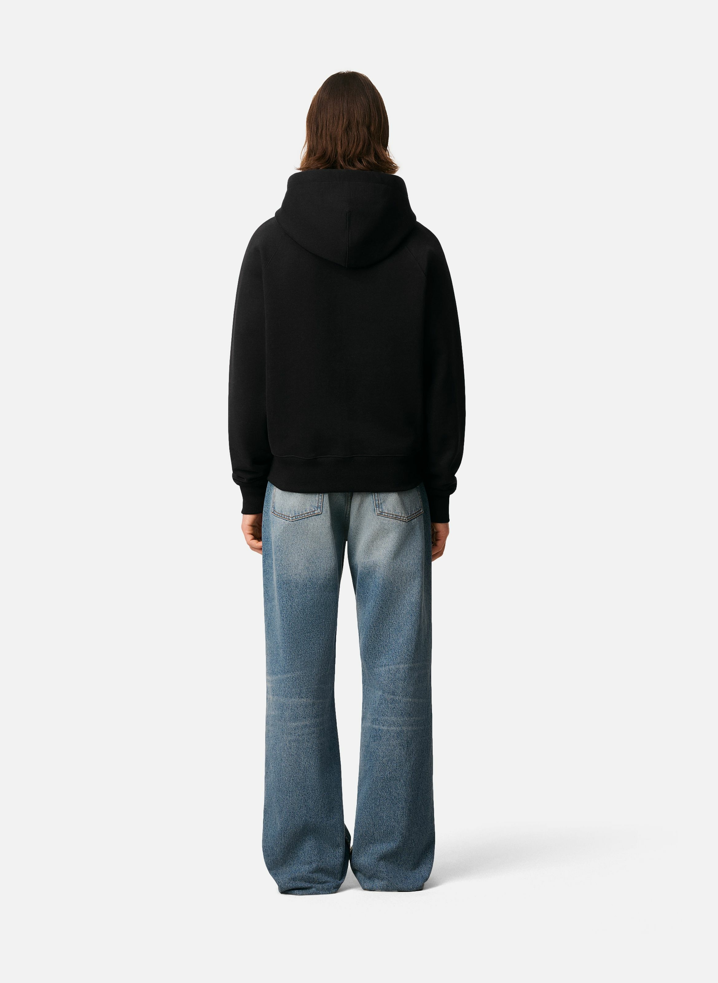 Hoodie zippé ami de coeur embossé unisexe en coton AMI PARIS Noir