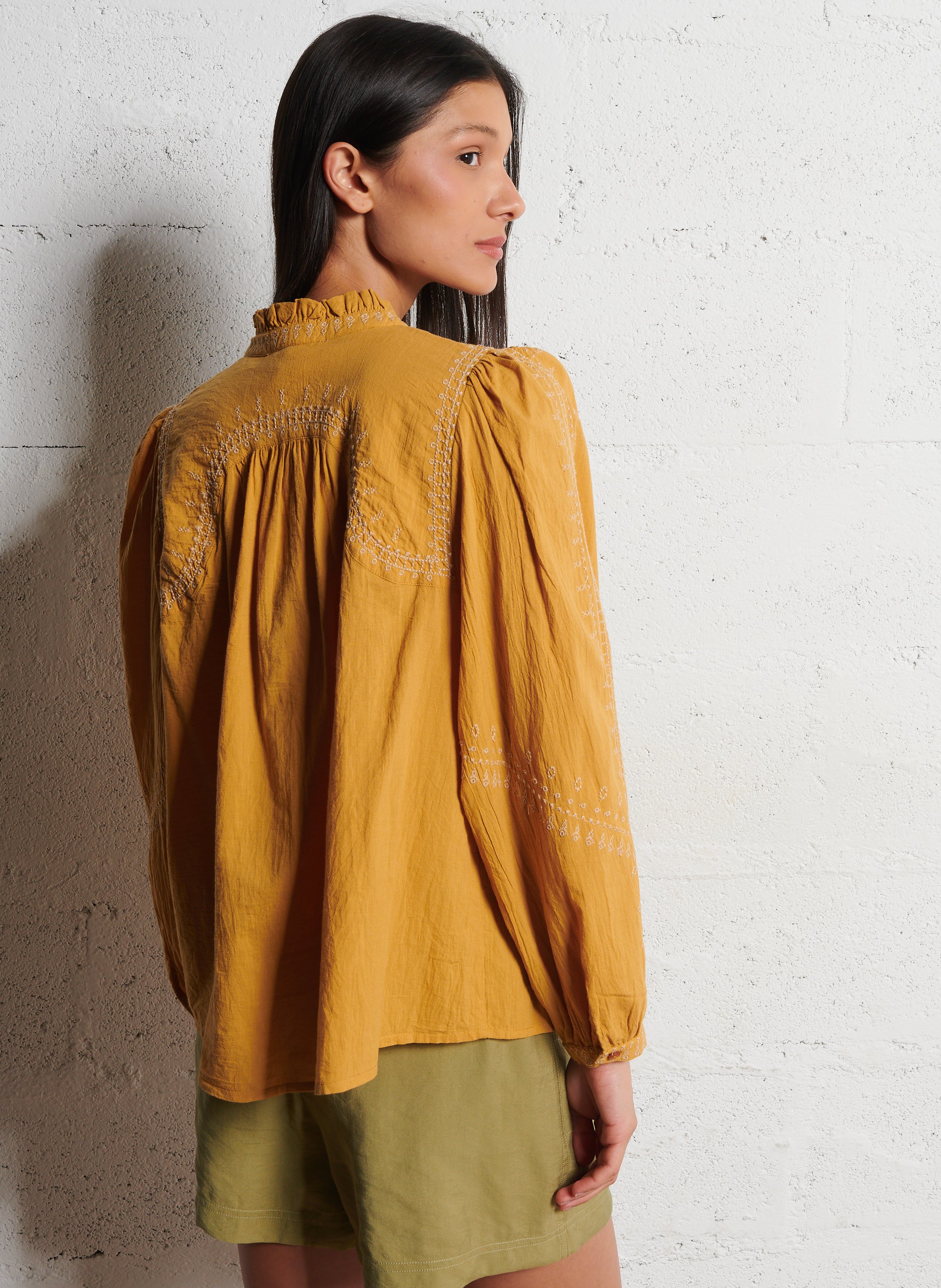 Chemise col victorien en coton jaky BA&SH Beige