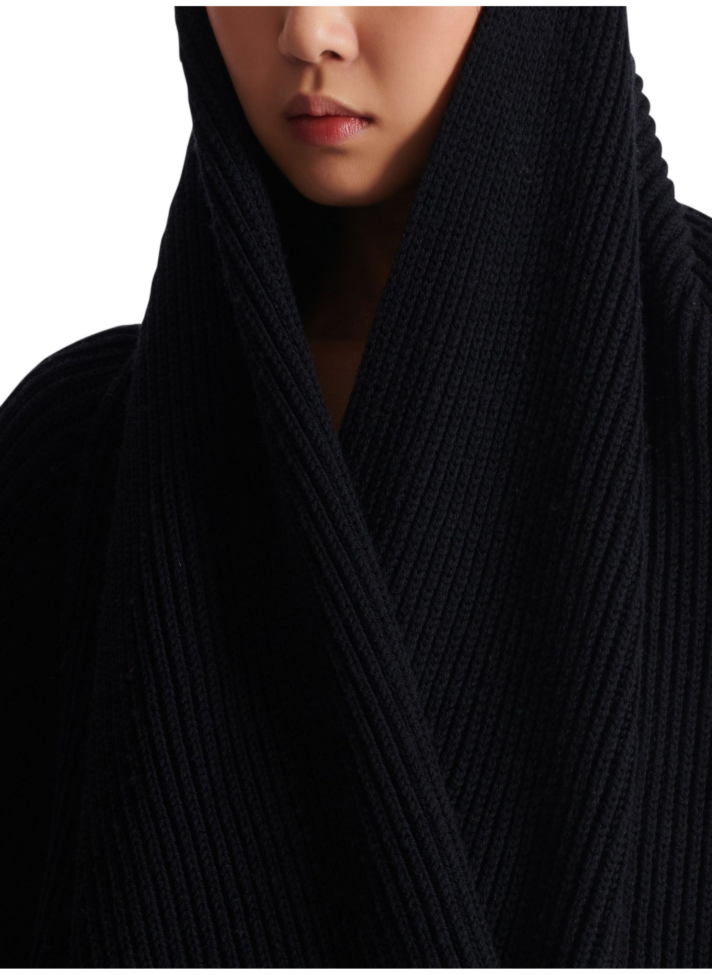 Pull oversize en maille à capuche BALMAIN Noir