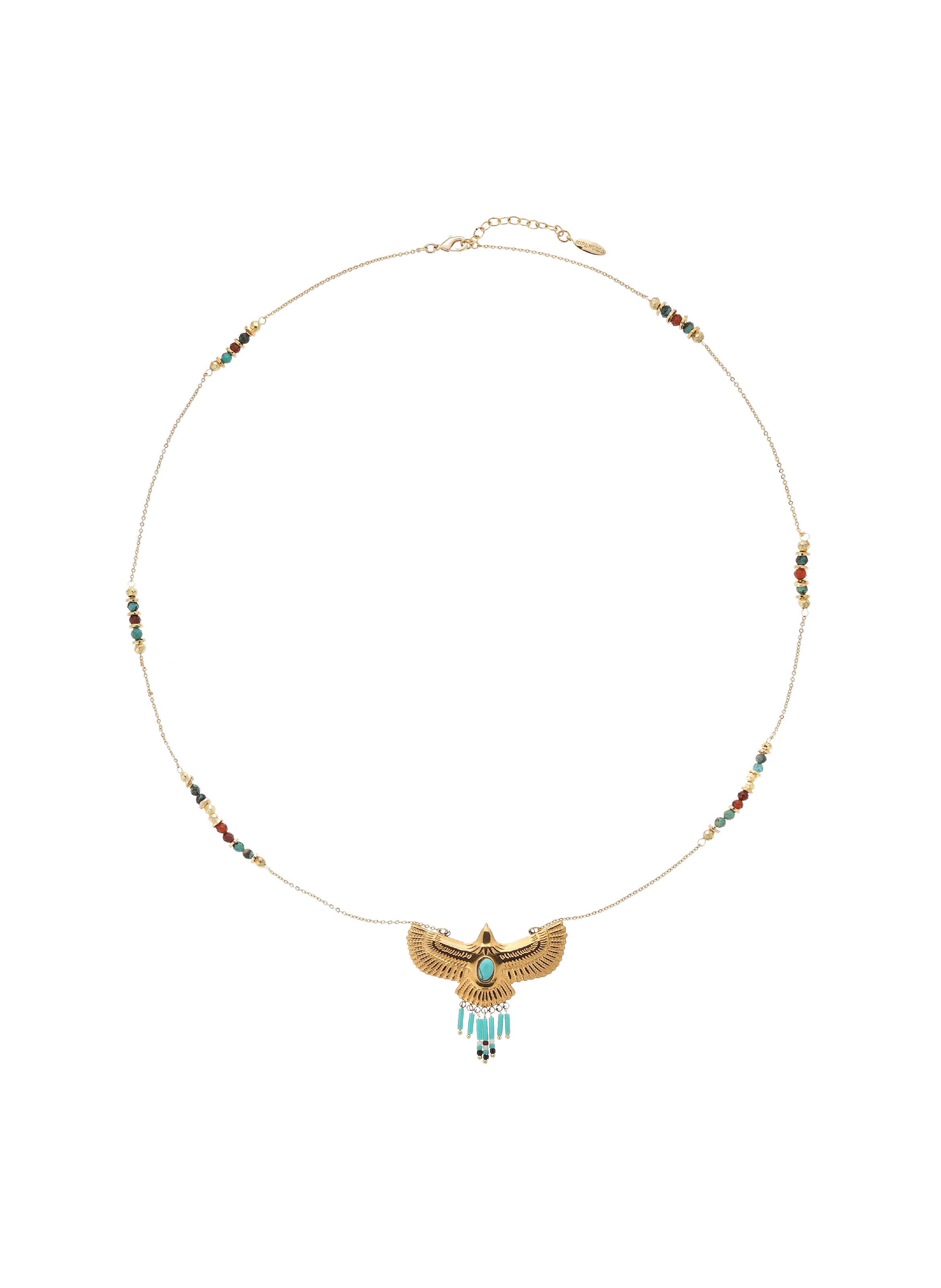 Collier chaîne avec perles et pendentif aigle wings HIPANEMA Doré