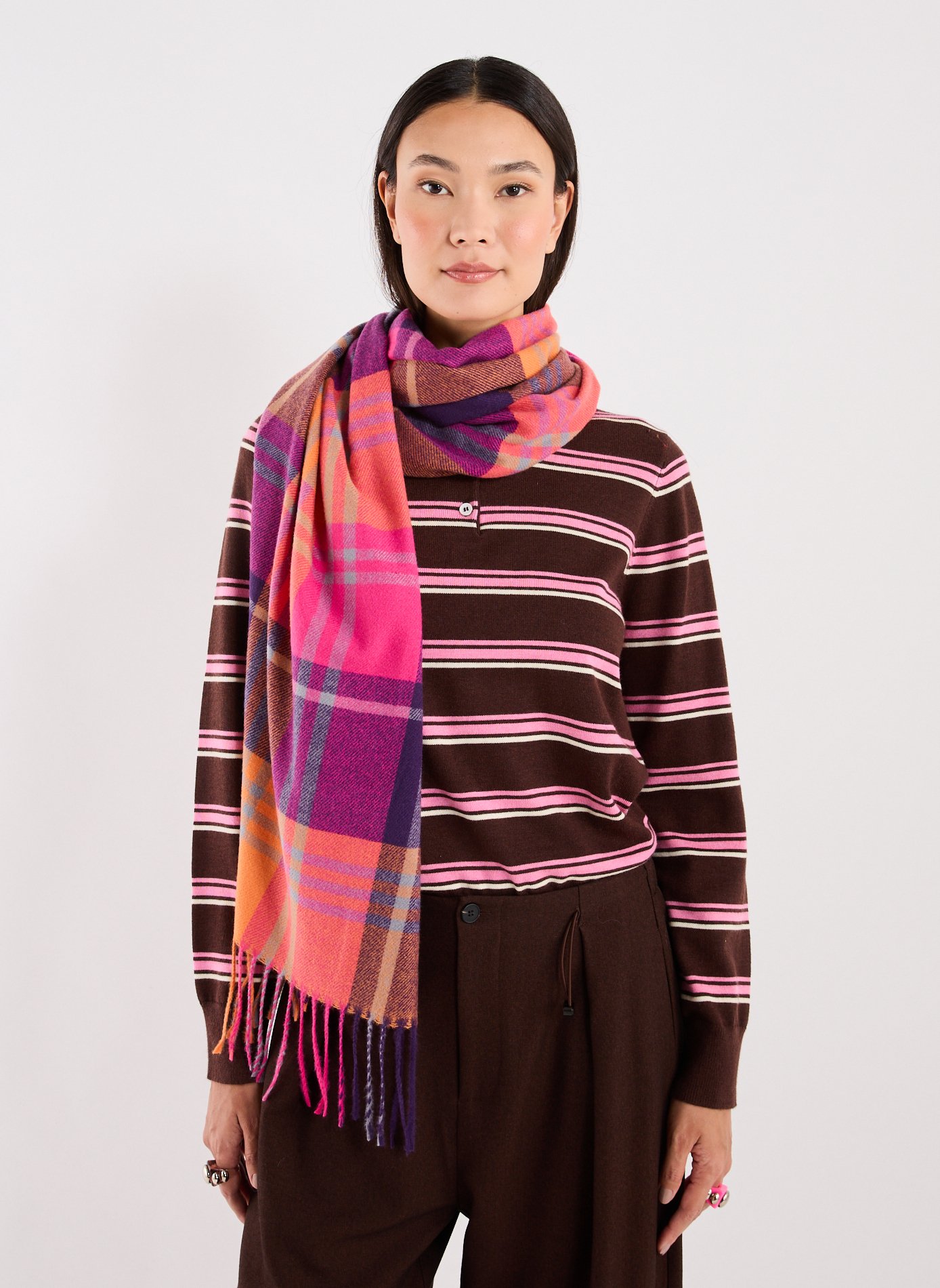 Echarpe à carreaux  AU PRINTEMPS PARIS Rose