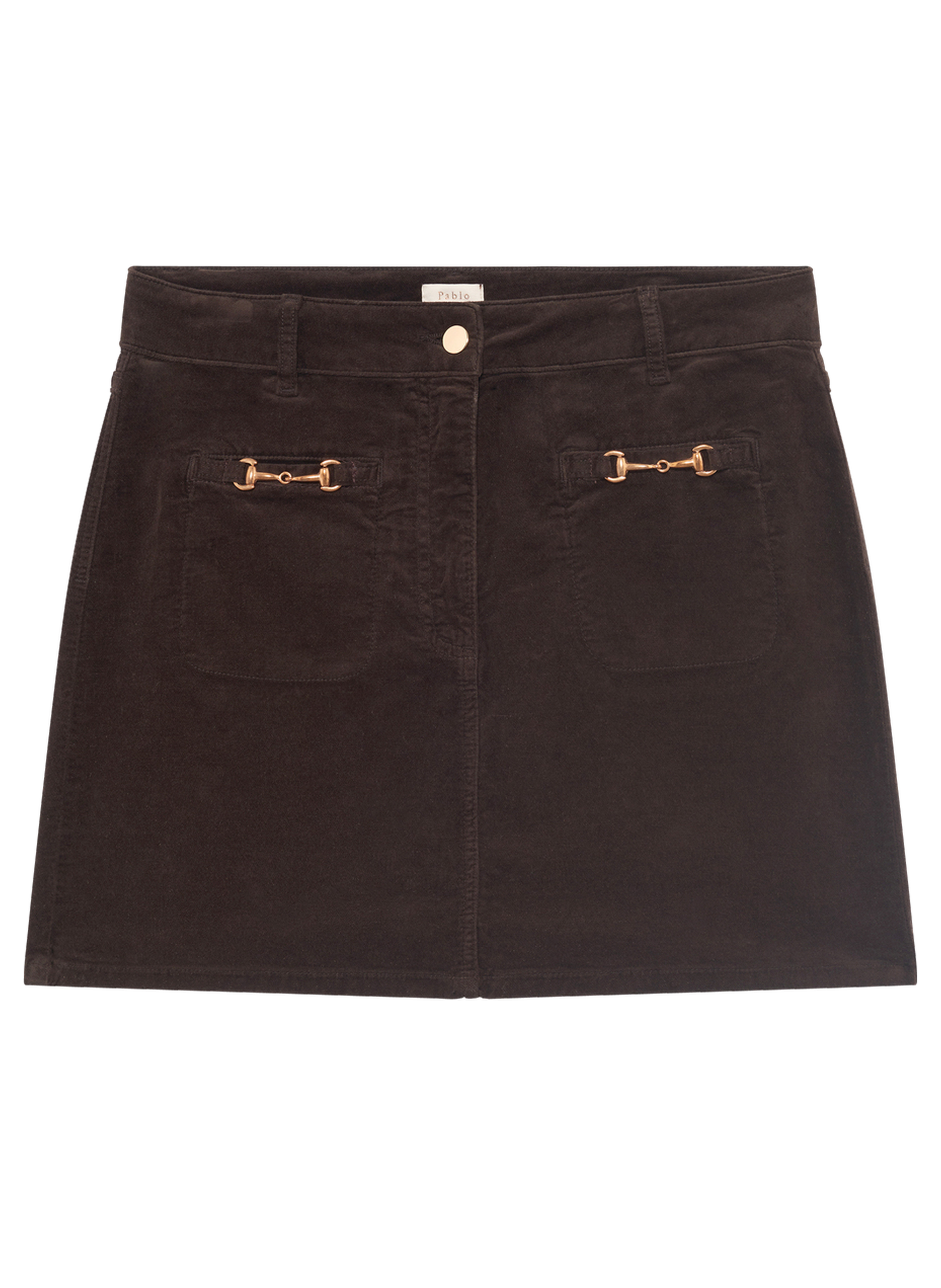 Mini-jupe en velours aux mors dorés - blanka PABLO Marron