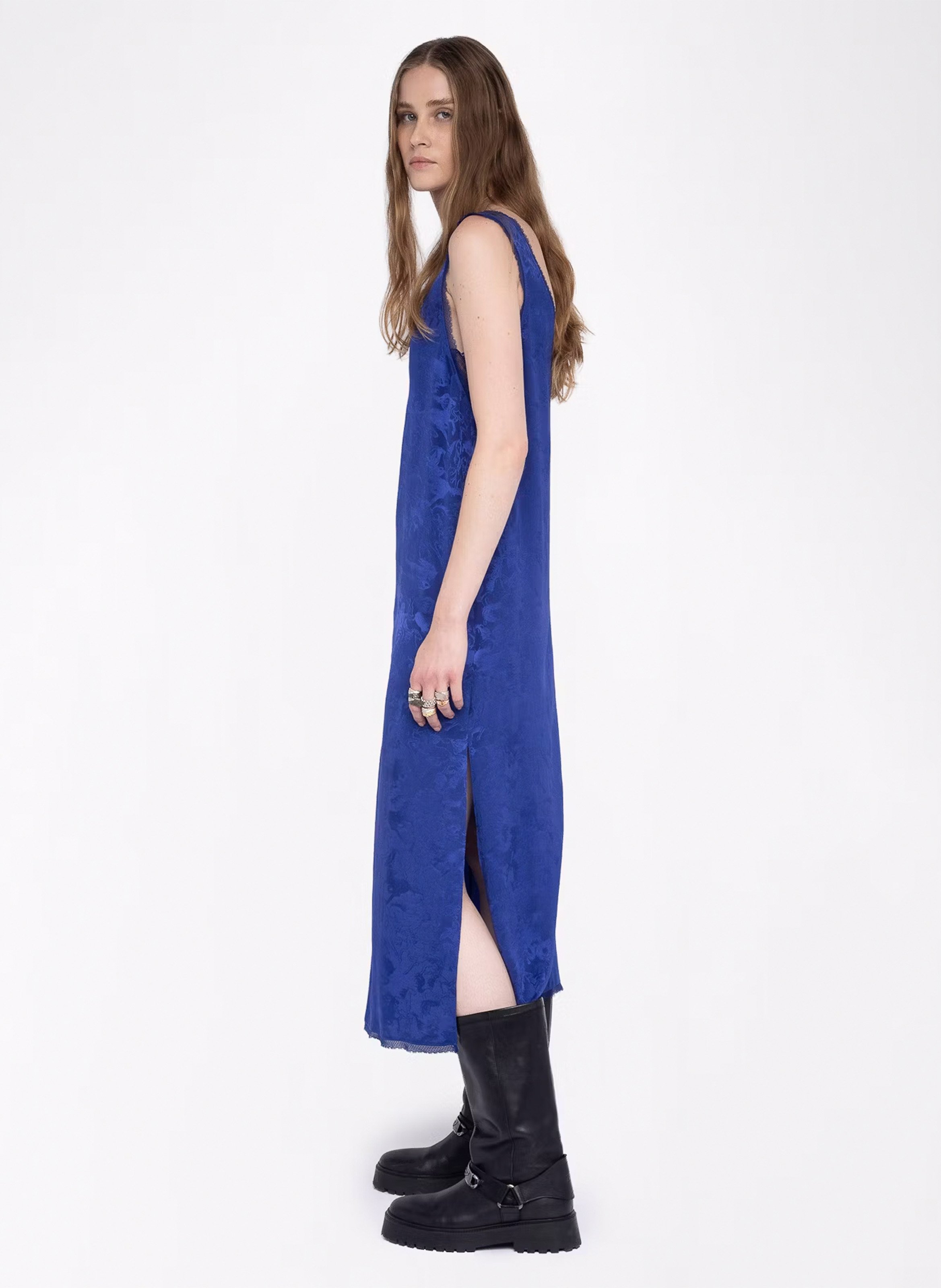 Robe midi col v en soie renzo ZADIG&VOLTAIRE Bleu