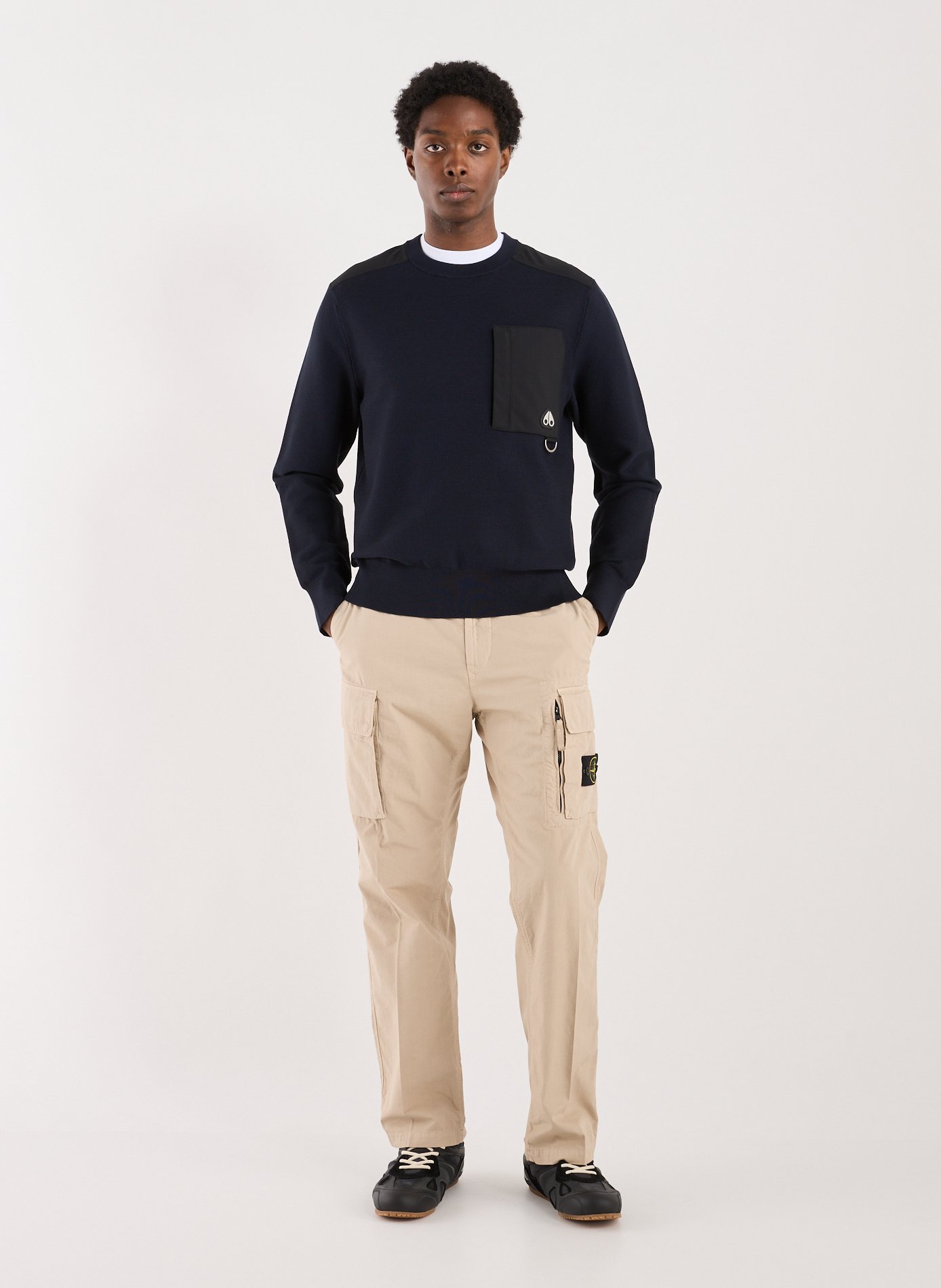 Textured Bi-material Sweatshirt MOOSE KNUCKLES Blue