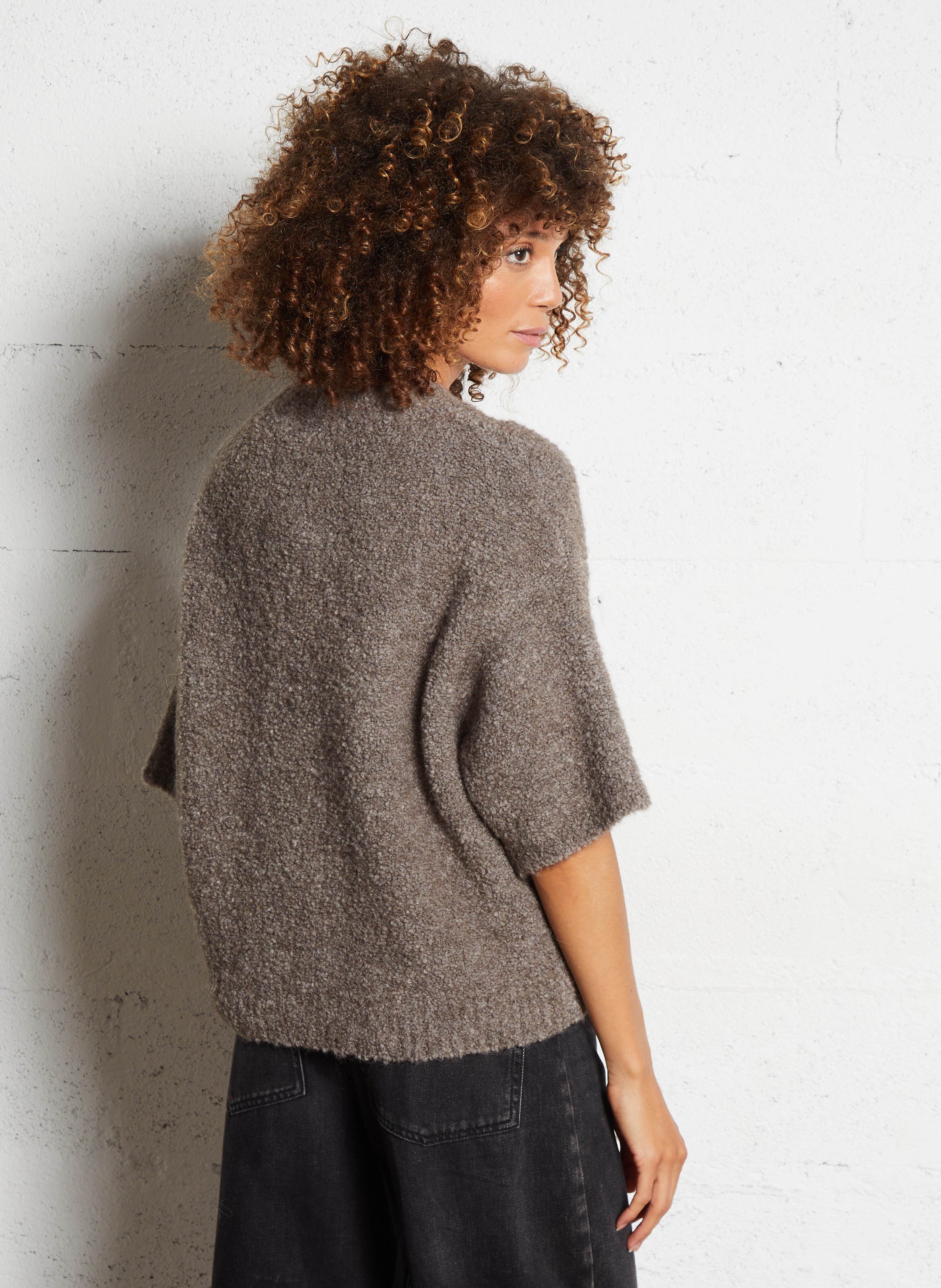 Pull oversize col rond en laine mélangée zolly AMERICAN VINTAGE Beige