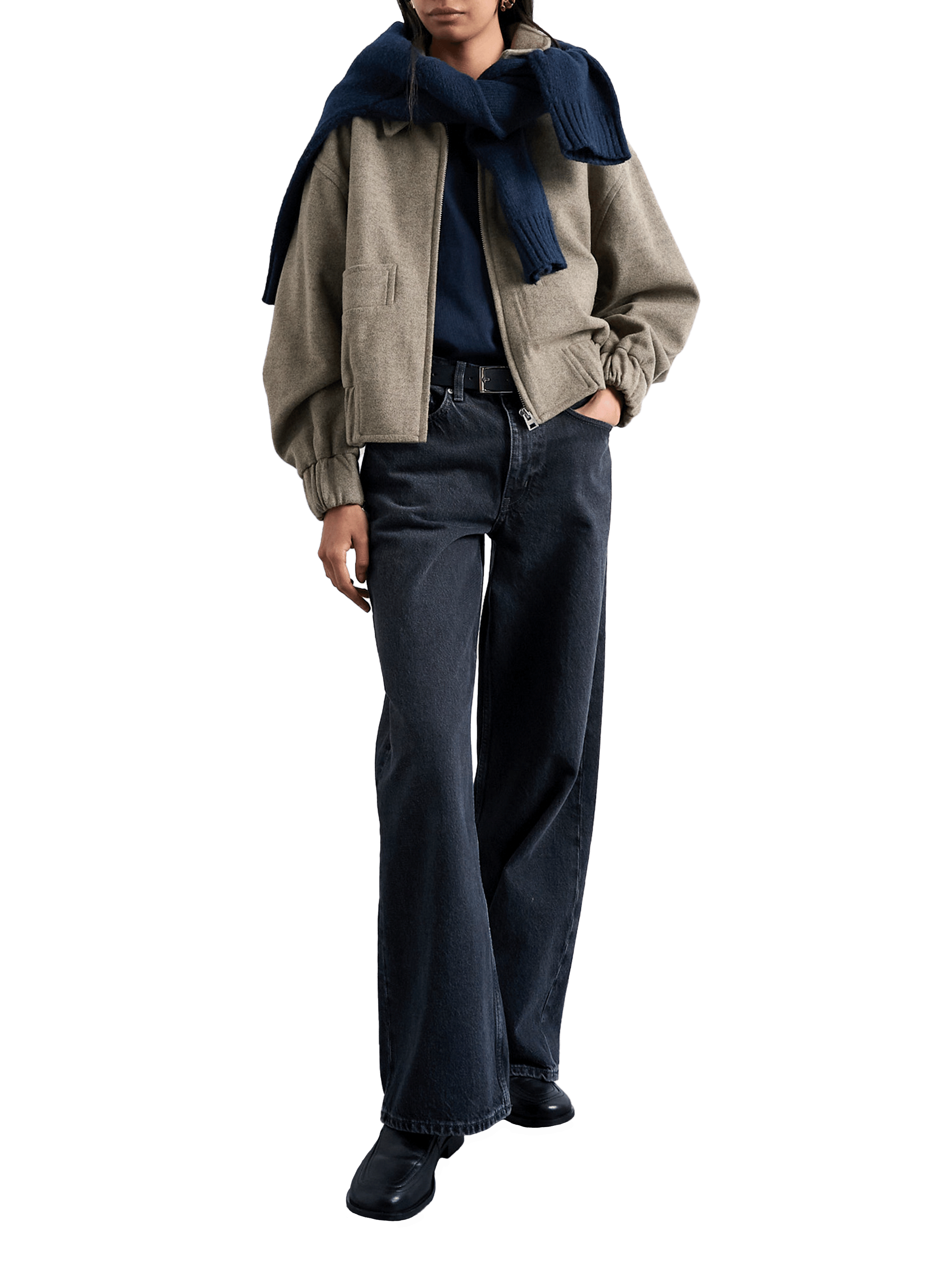 Classic collar bomber jacket TOPSHOP Beige