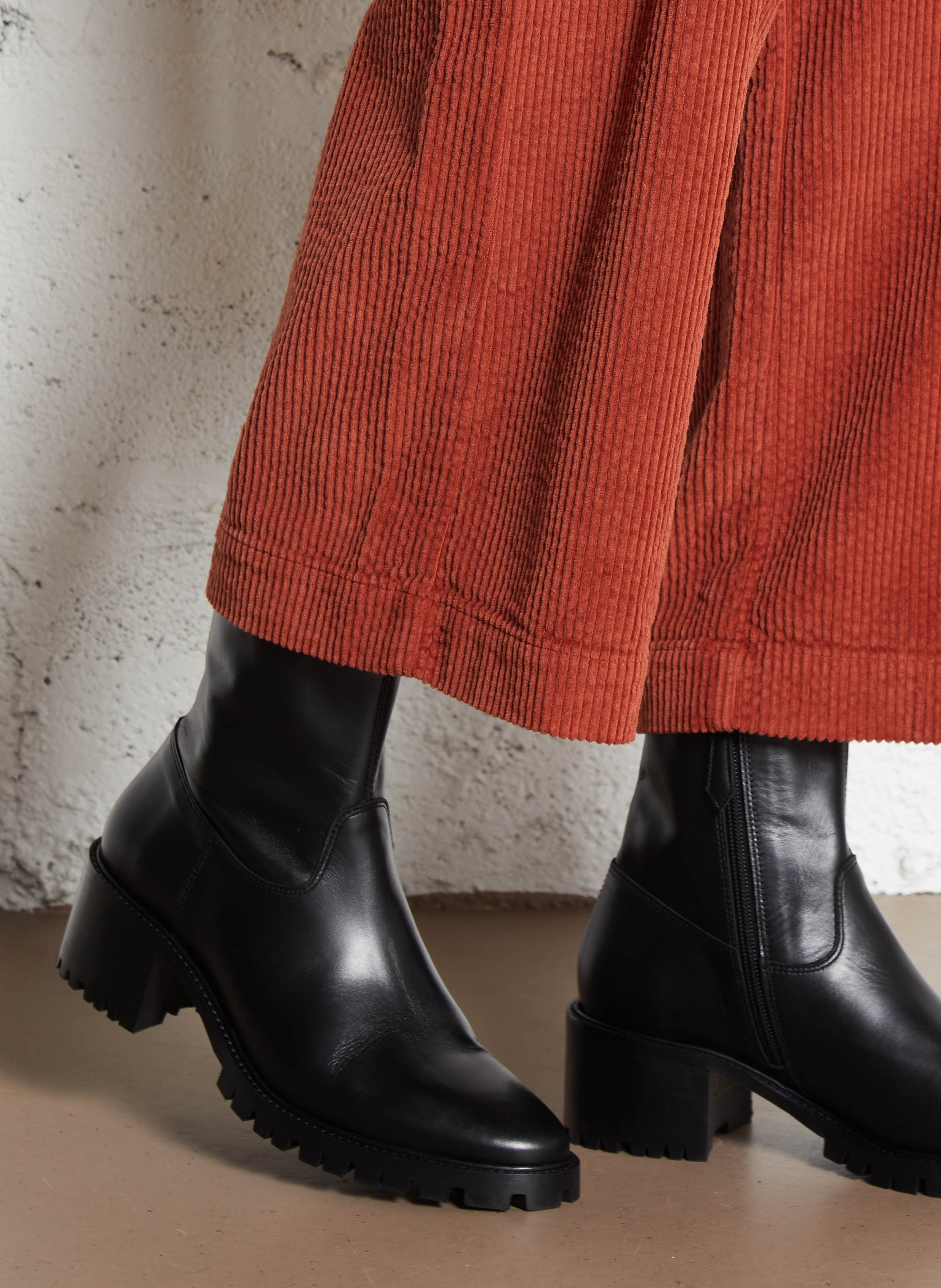 Bottines en cuir velours n°79 RIVECOUR Noir