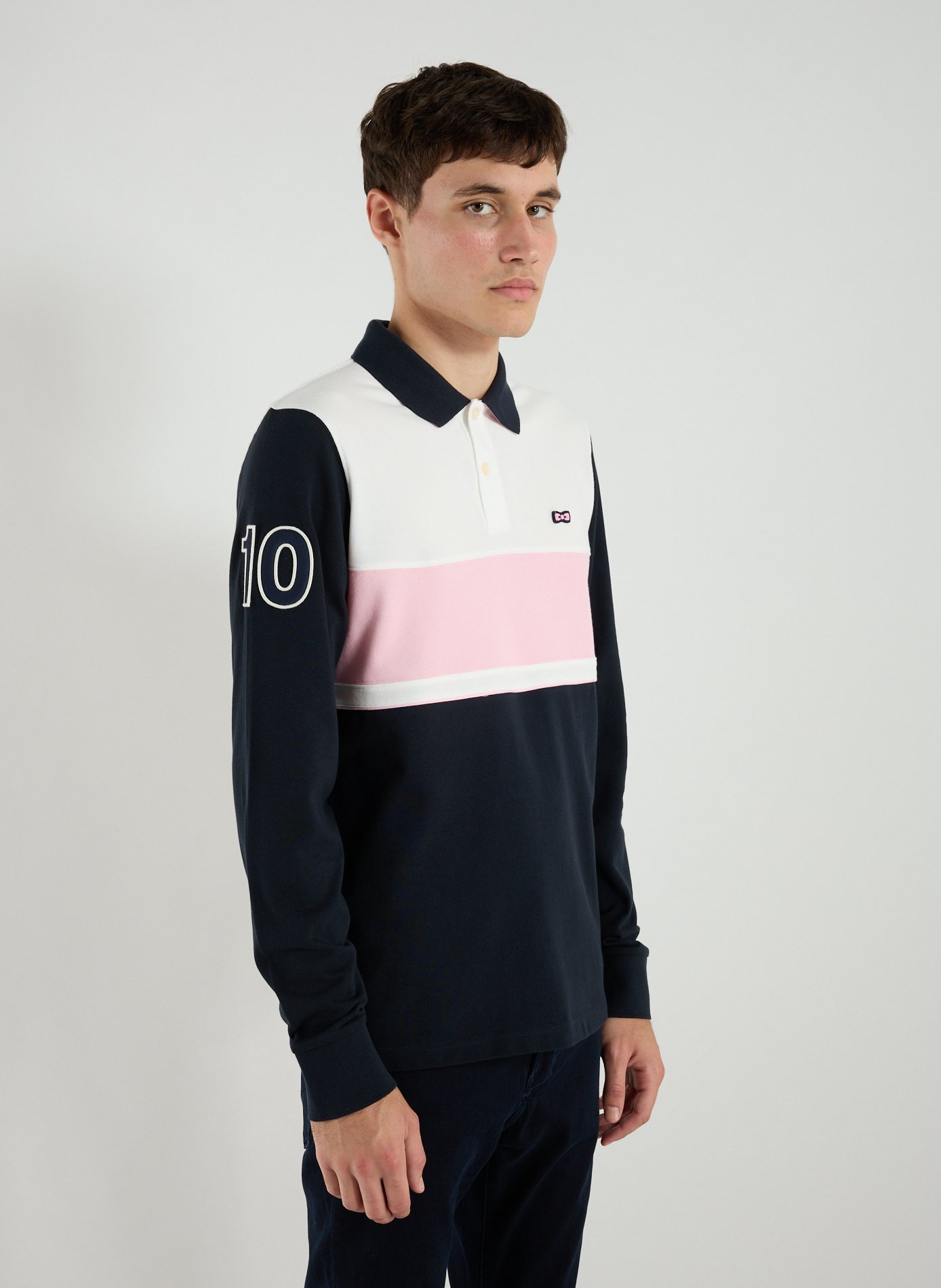 EDEN PARK Long-sleeved cotton polo shirt Pink