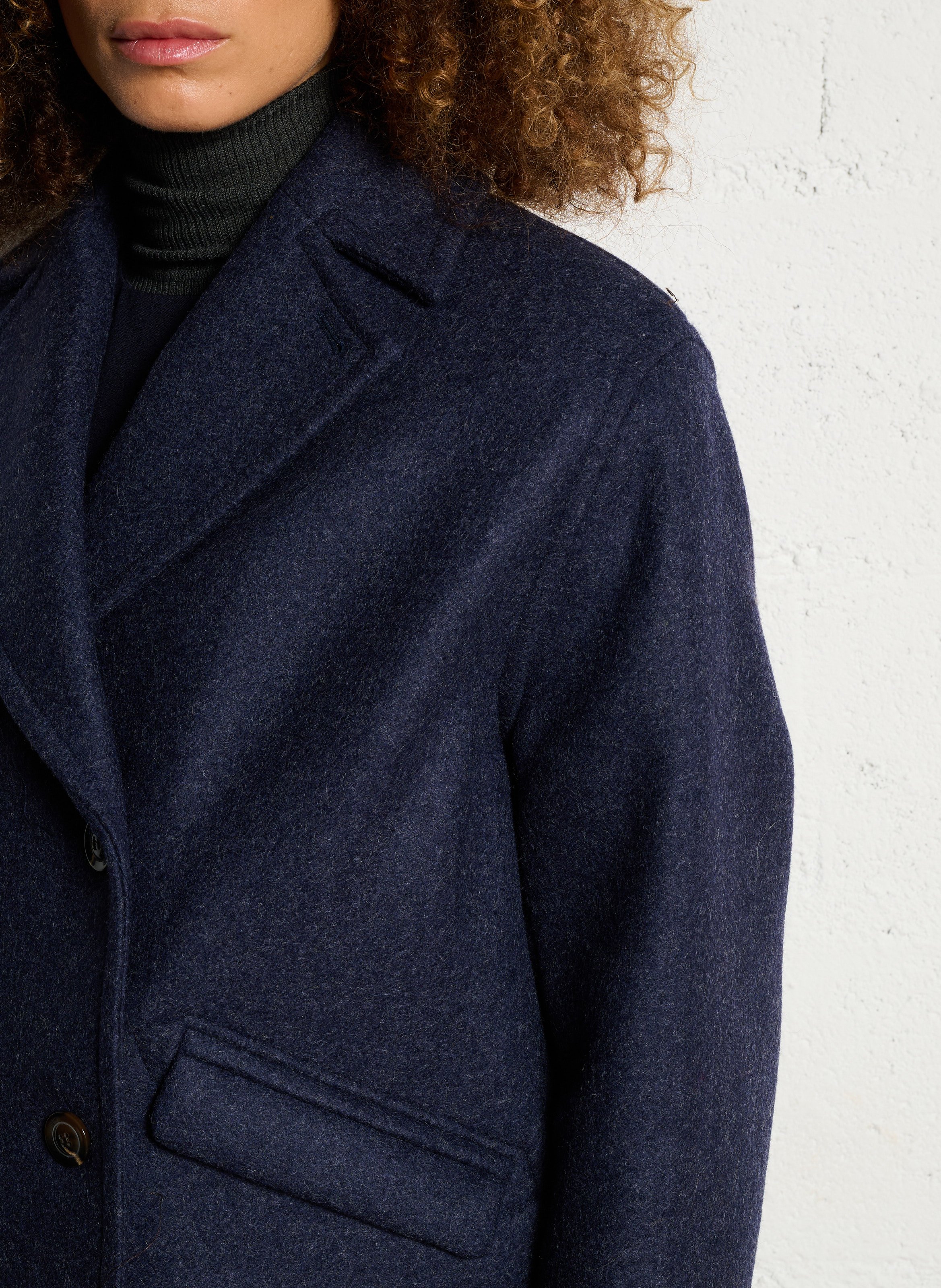 Manteau col tailleur en laine mélangée constant SOEUR Bleu