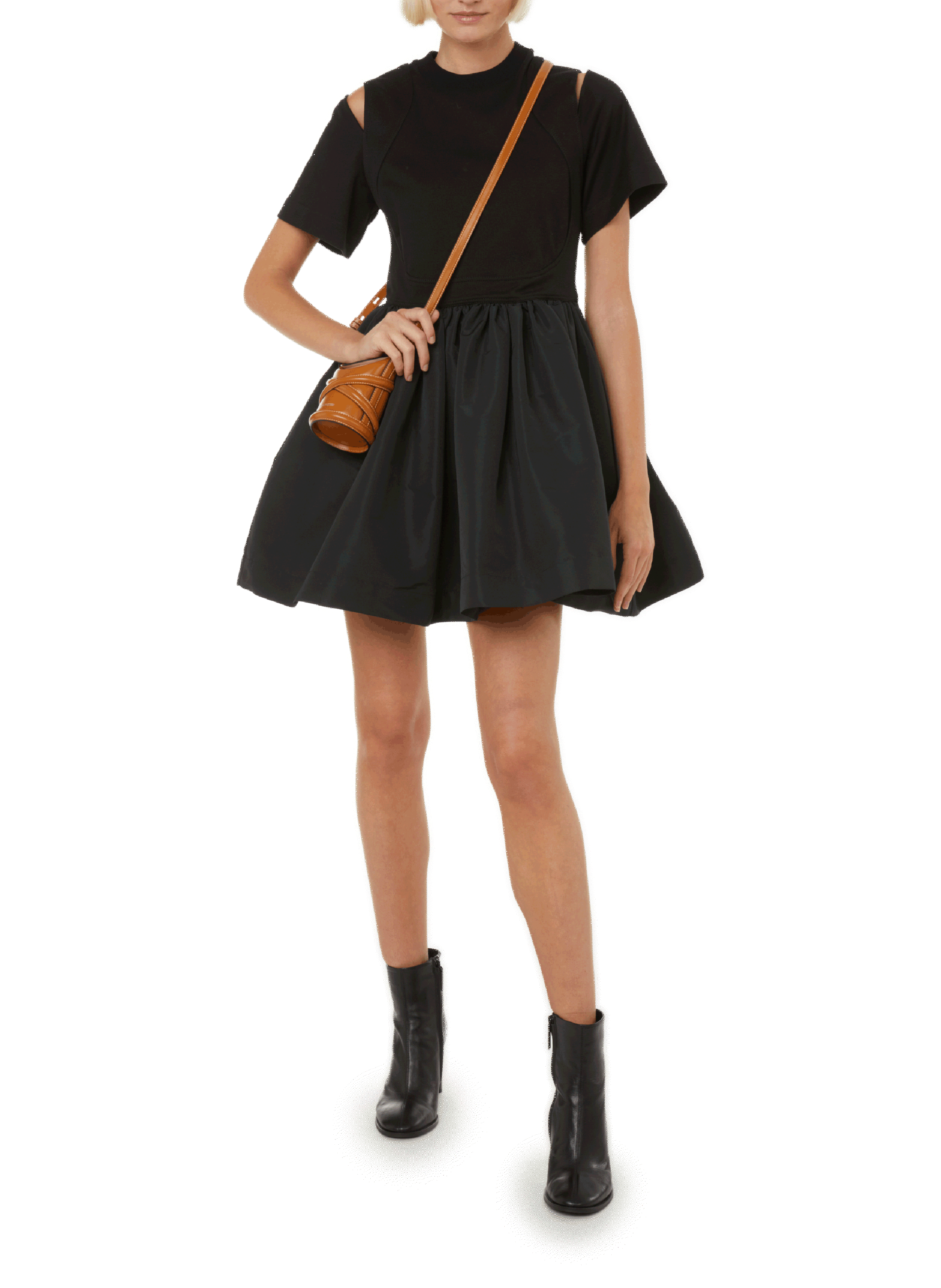 ALEXANDER MCQUEEN Robe patineuse bi-matière  Noir